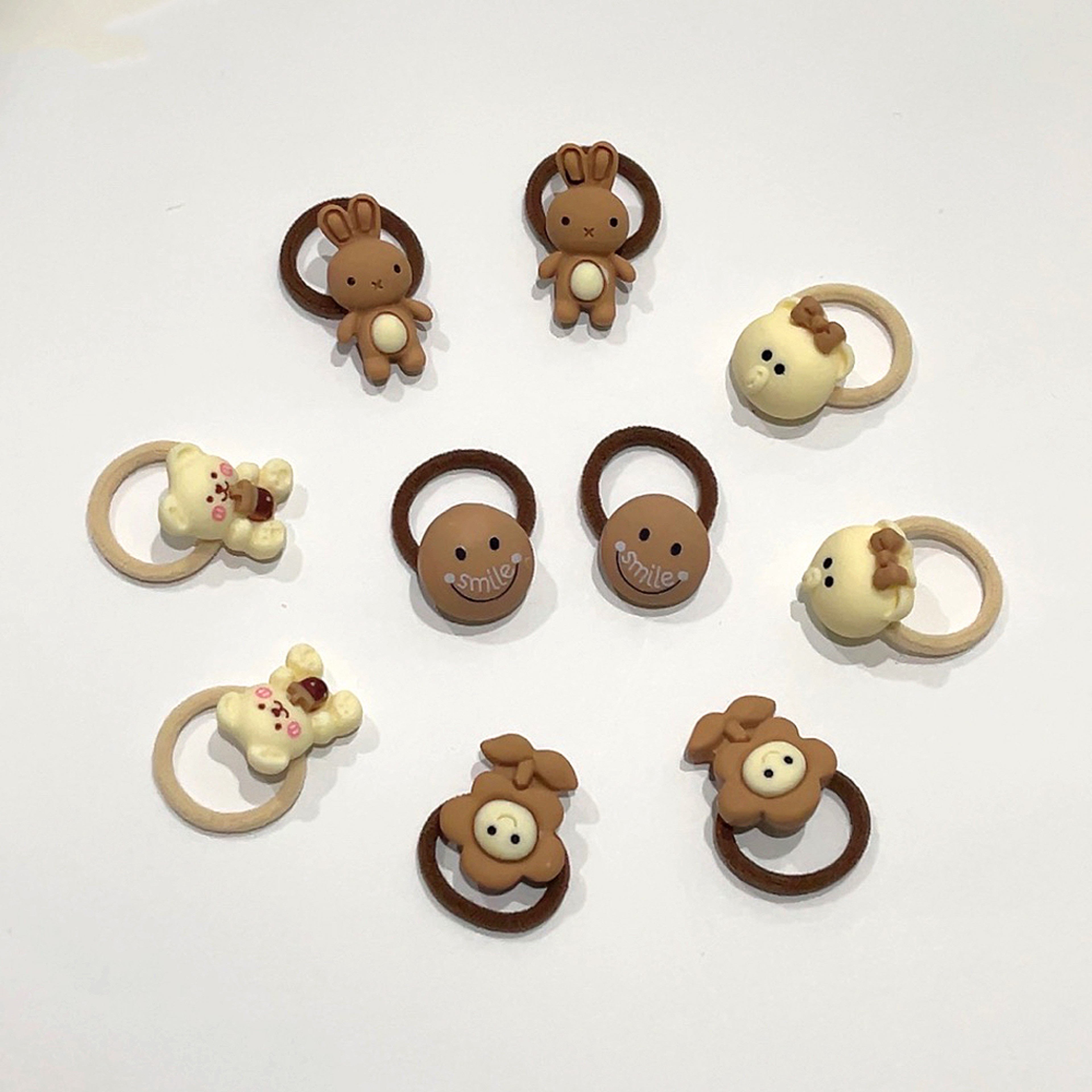 Baby Hair Ties Cute Bear Rabbit Cartoon Animal Flower Ponytail Holder Rope Elastic No Hurt Hair Scr 6