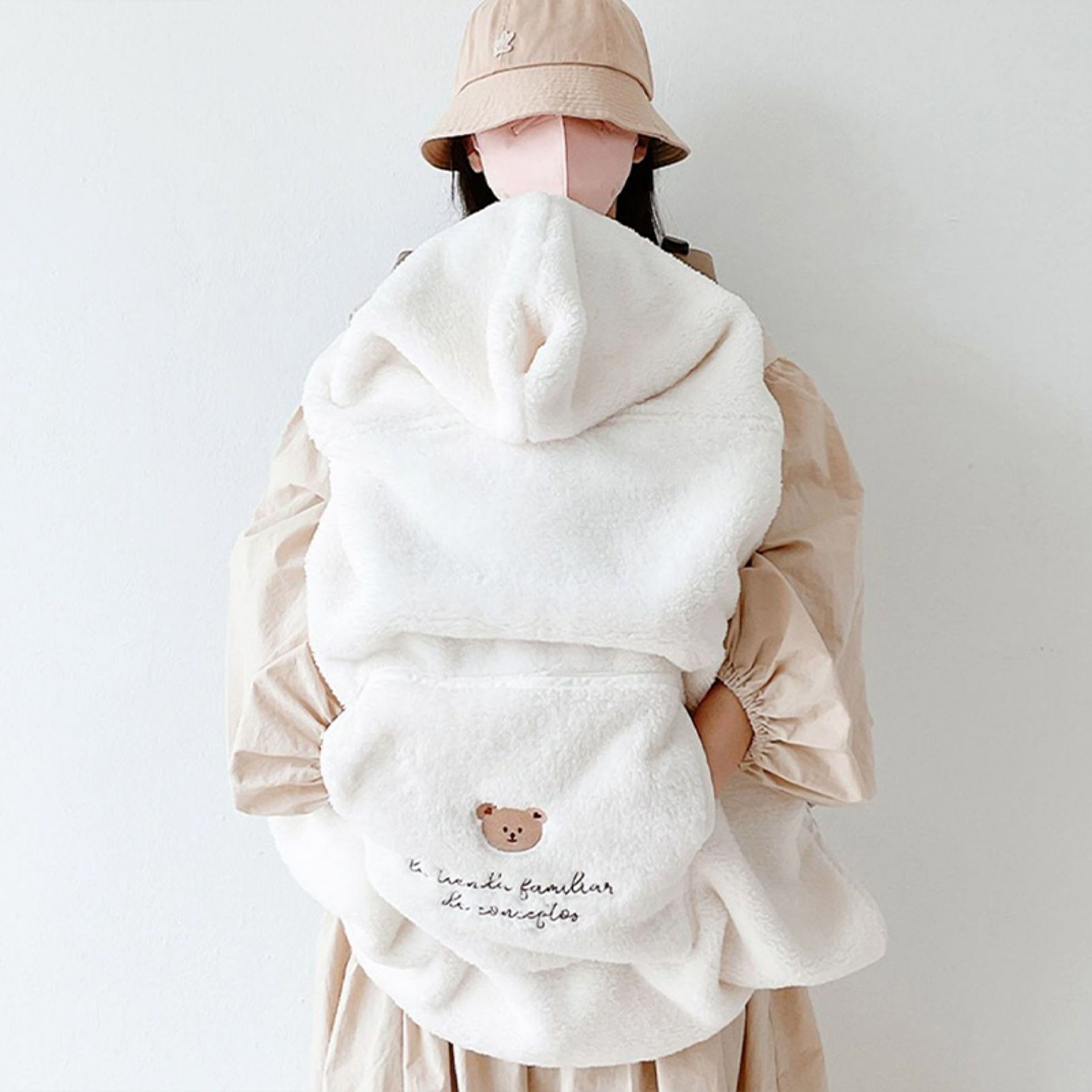Baby Bear Plush Blanket Windproof Stroller Blanket Portable Warm Baby Swaddle Blanket Perfect For T 1