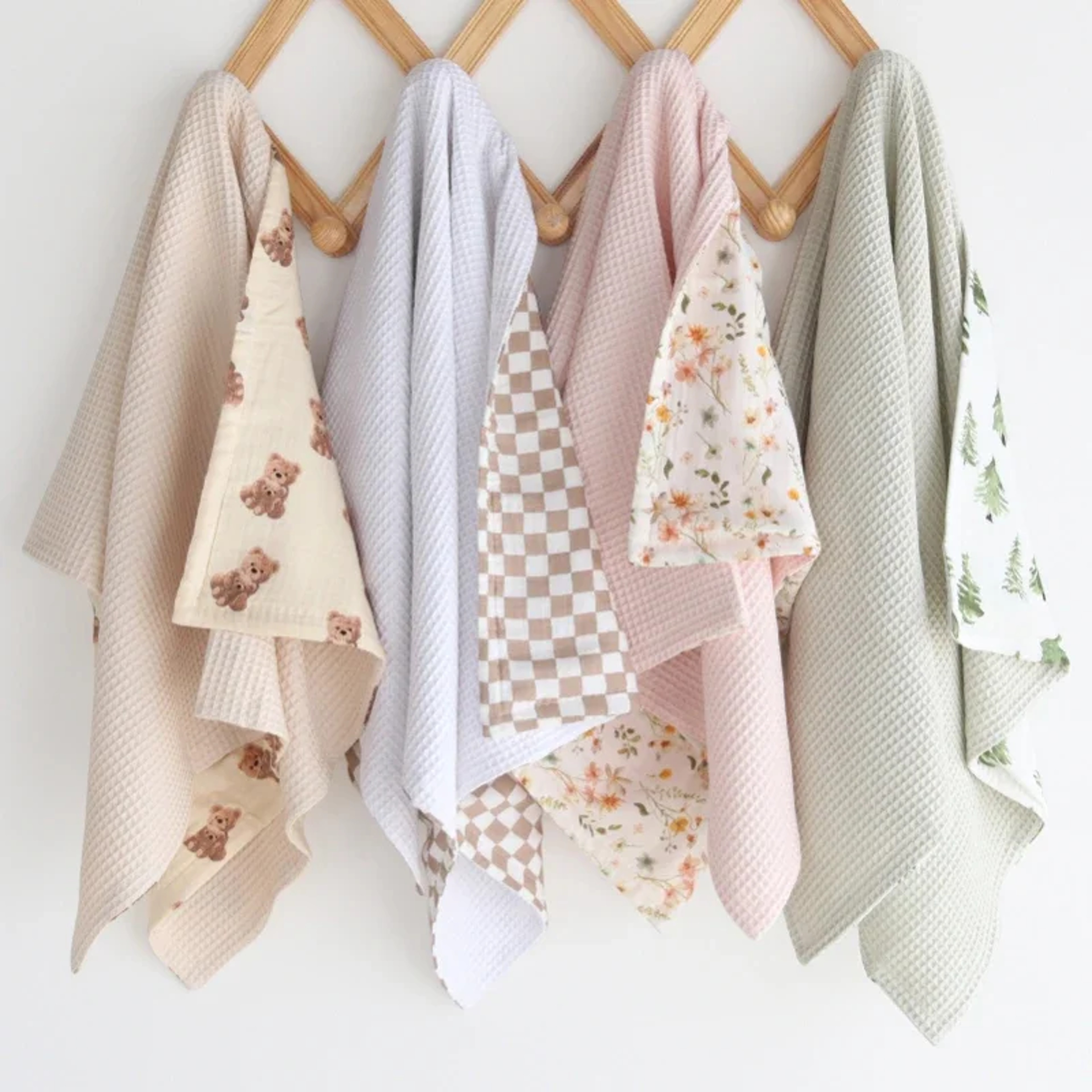 Bamboo Cotton Muslin Swaddle Wrap Blanket Waffle Printed Baby Blanket For Newborn 2