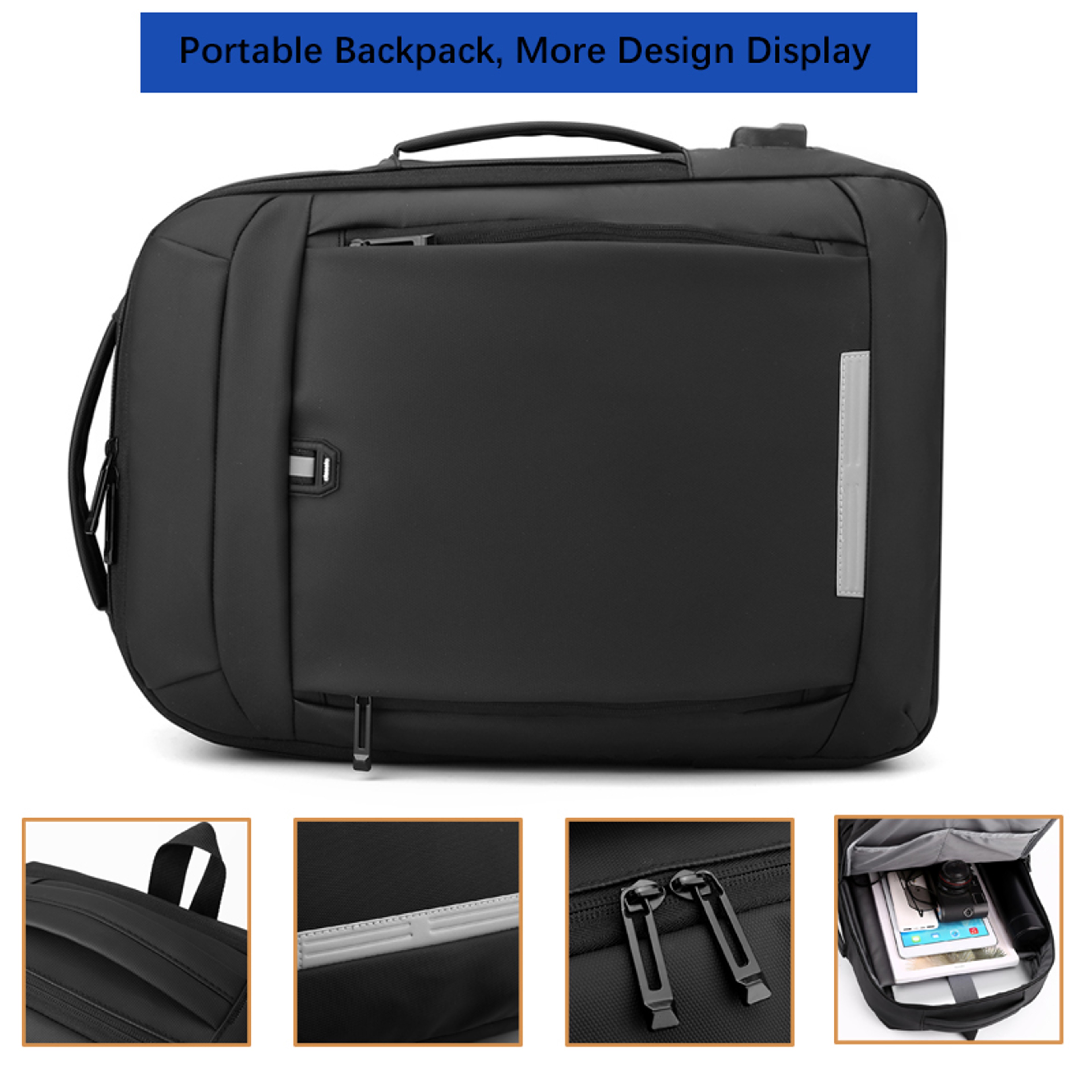Waterproof 17 Inch Business Laptop Backpack School Book Bag Expandable Notebook For Men 3