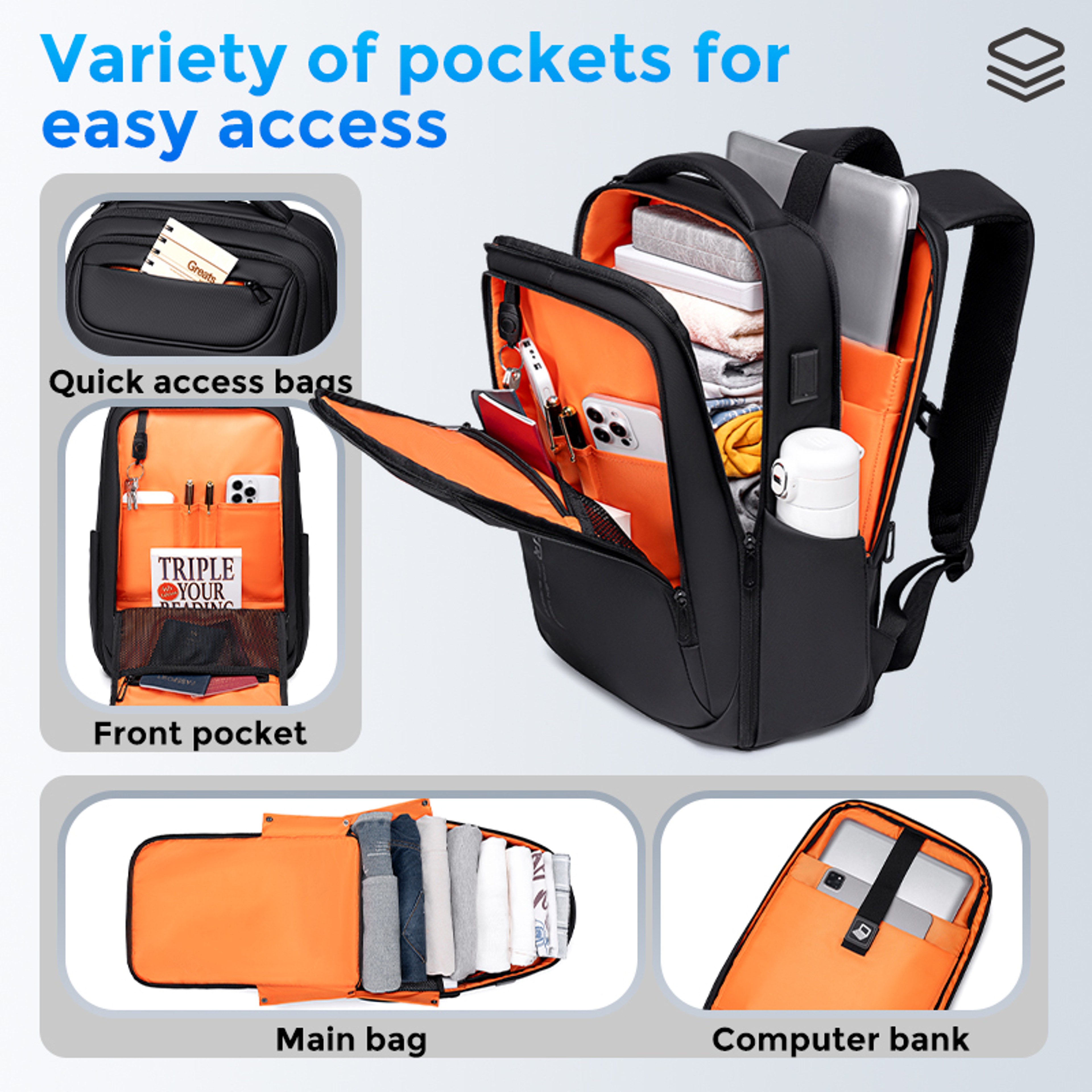 New Men Backpack 30 USB Port Charge Waterproof Backpack Large Capacity Schoolbag Multifunction Busi 4