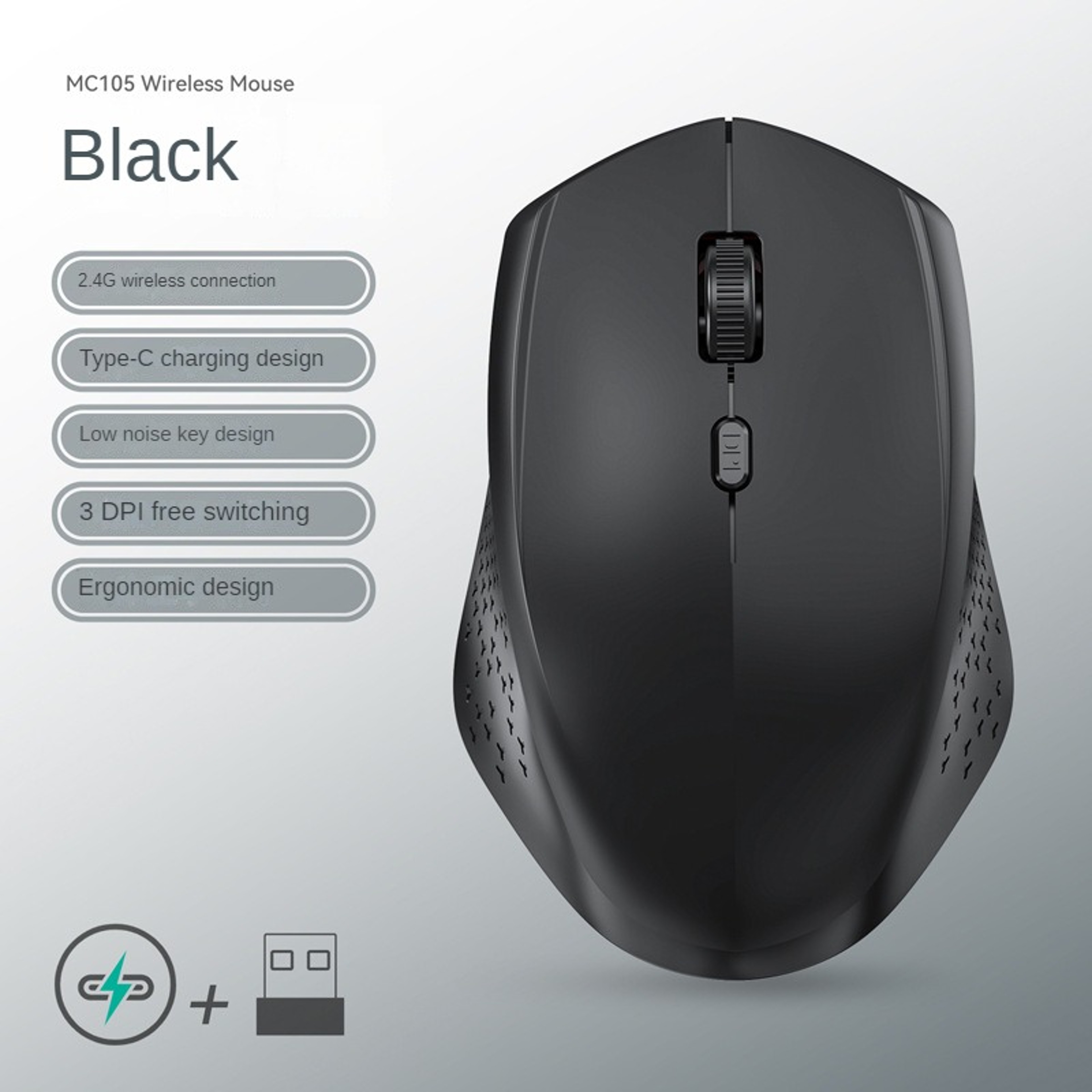 Gaming Wireless Mouse Silent Click Office Mouse Rechargeable Optical Mice For PC Laptop 2