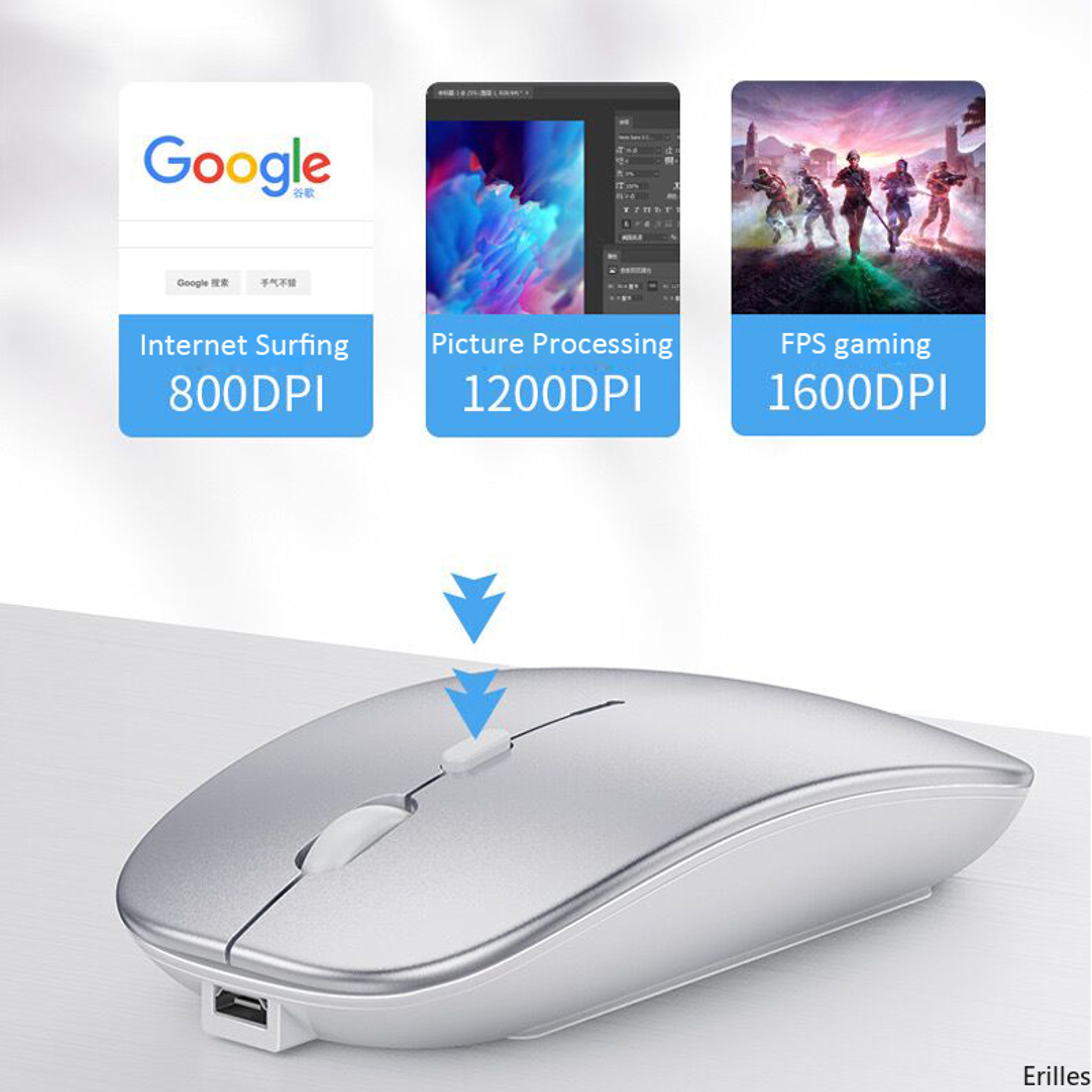 Mini Optical Ultrathin Rechargeable Wireless Mouse Silent Button USB Mice For Laptop And Computer 6