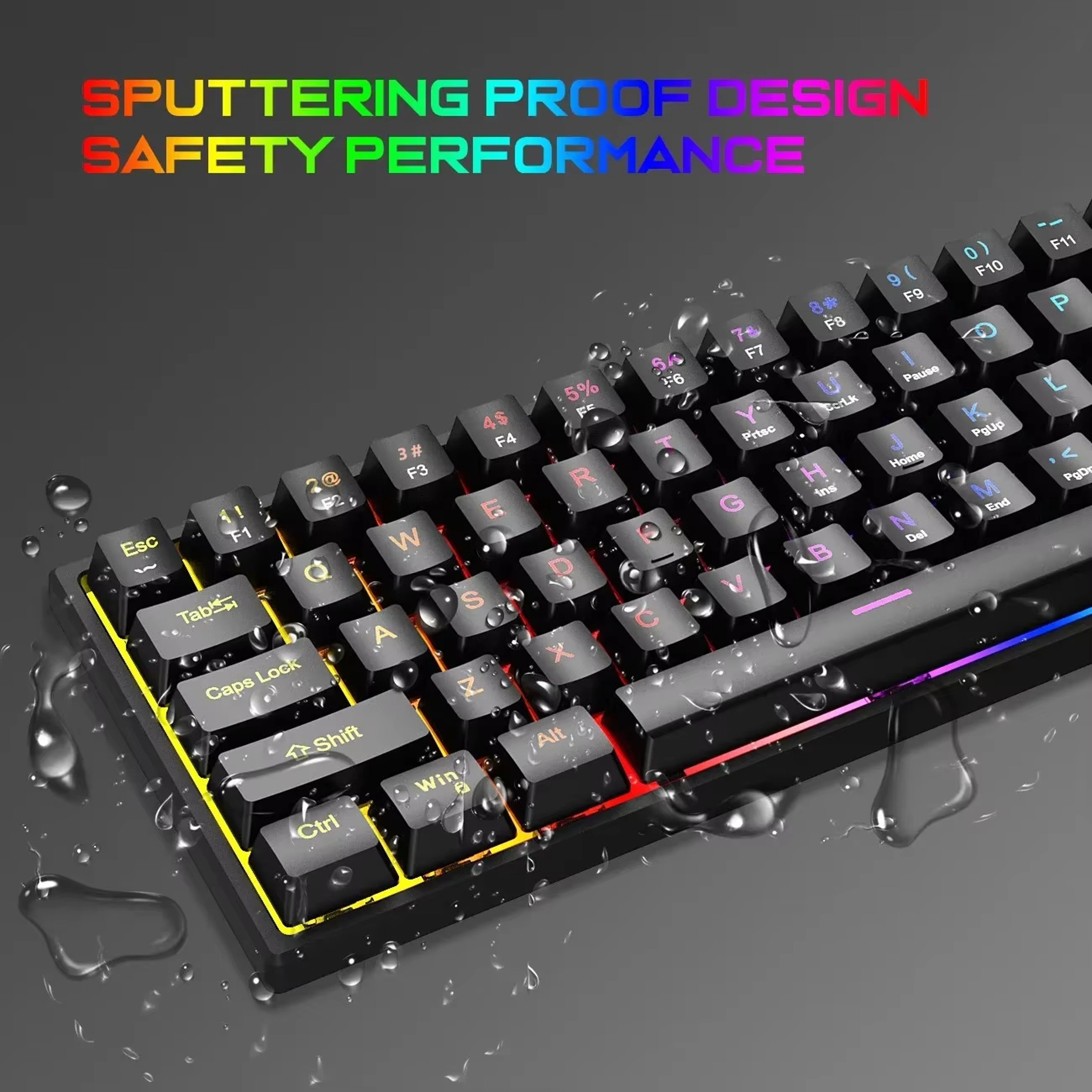 Wired Gaming Keyboard 61 Keys Mechanical Keyboard For Laptop Desktop Ergonomic RGB Backlit Cyan Axi 5