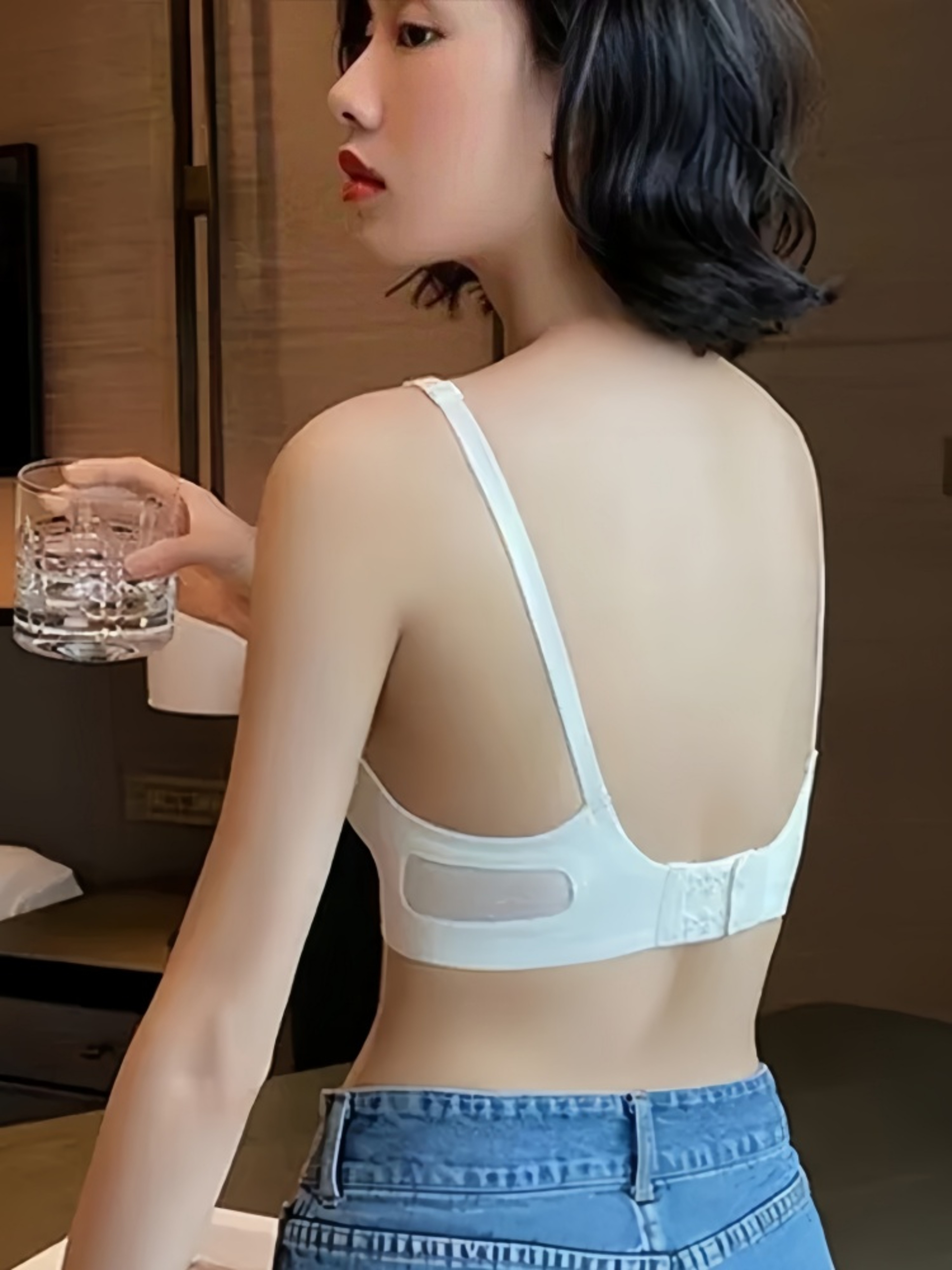 Push Up Bra For Women Seamless Uback Nonwire Brasiere Invisible Underwear Breathable Mesh VNeck Sex 7