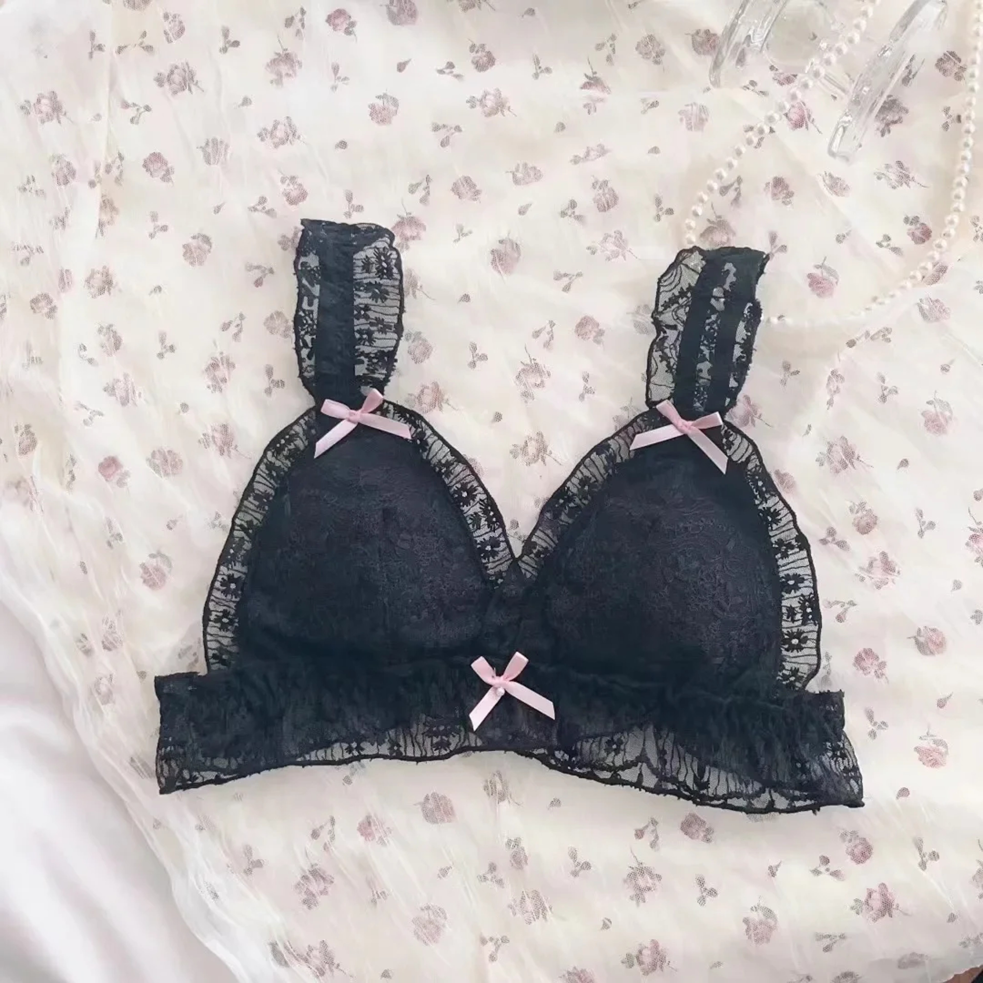Sweet Style Bra Cover French Retro Lolita Lace Fringed Bra Without Steel Rings Comfortable Design 6