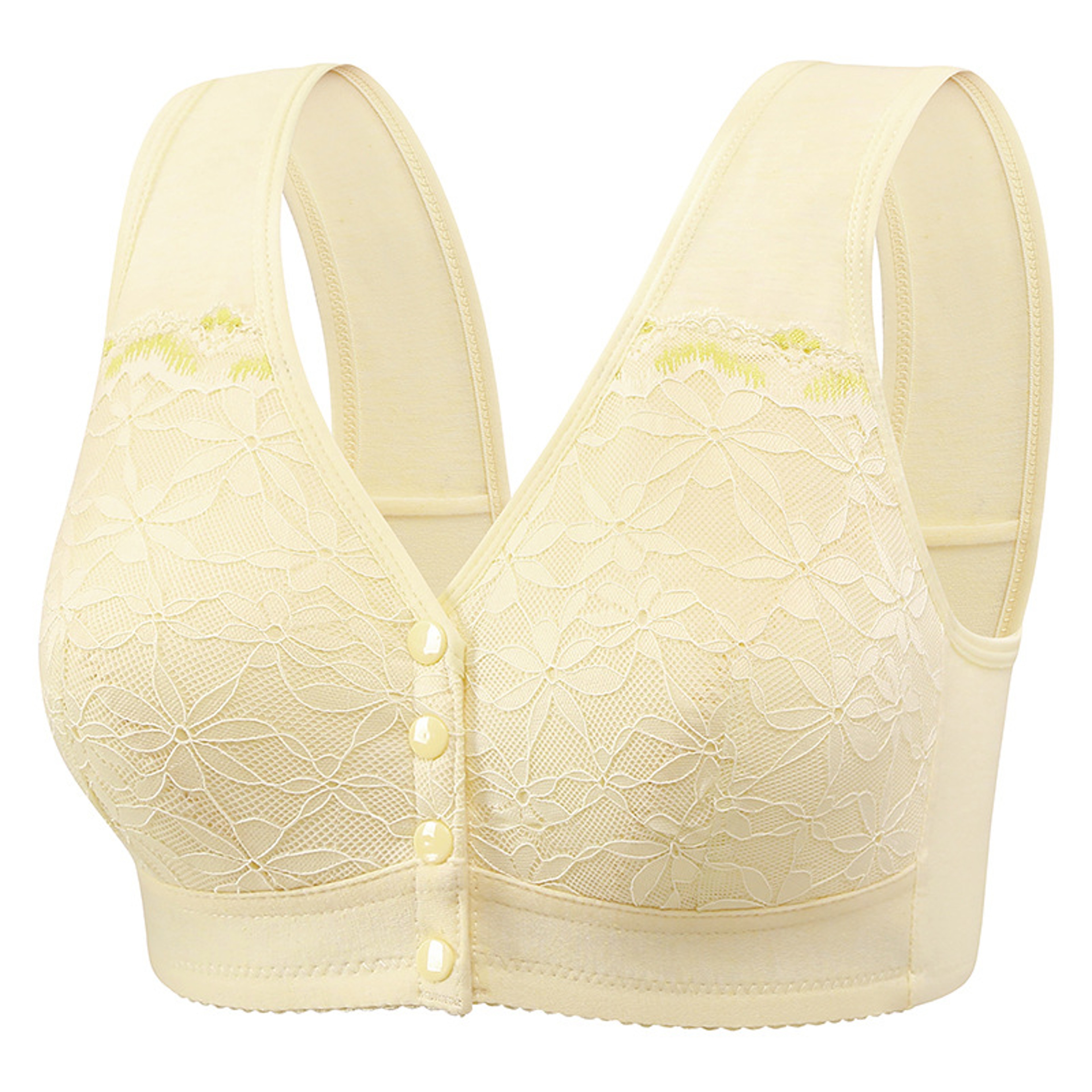 Comfortable Soft Cotton Bra Thin Cup Front Buckle Lace No Underwire Vest For Elderly Women Extra La 0
