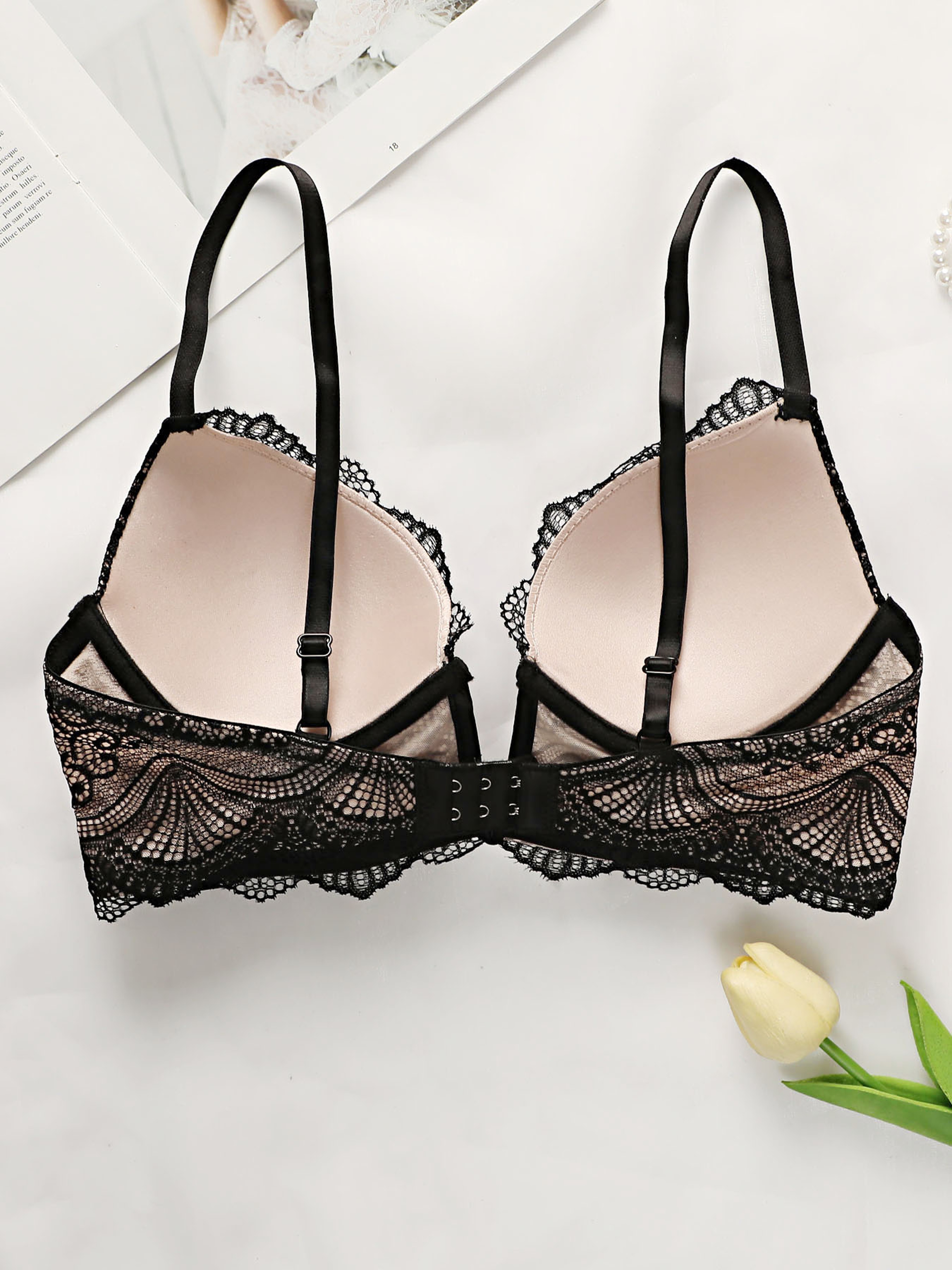 Sexy Lace V-Neck Bra for Women, Steel Ring B Cup Push Up, Full Coverage Comfortable Underwear – view 6