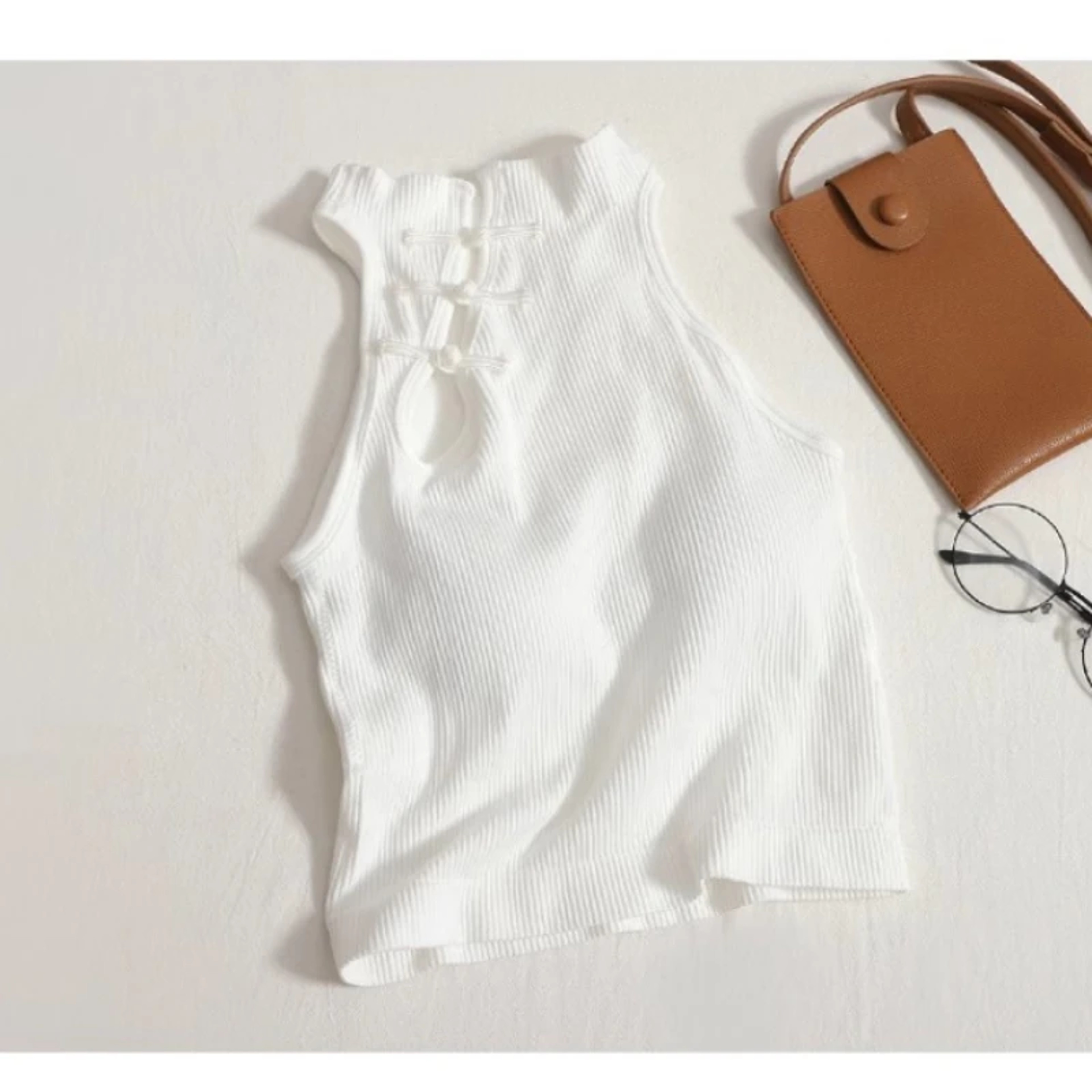 Casual Button Vintage Hault Tanks Camis Sleeveless Femme Croset Crop Tops With Builtin Bras For Wom 3