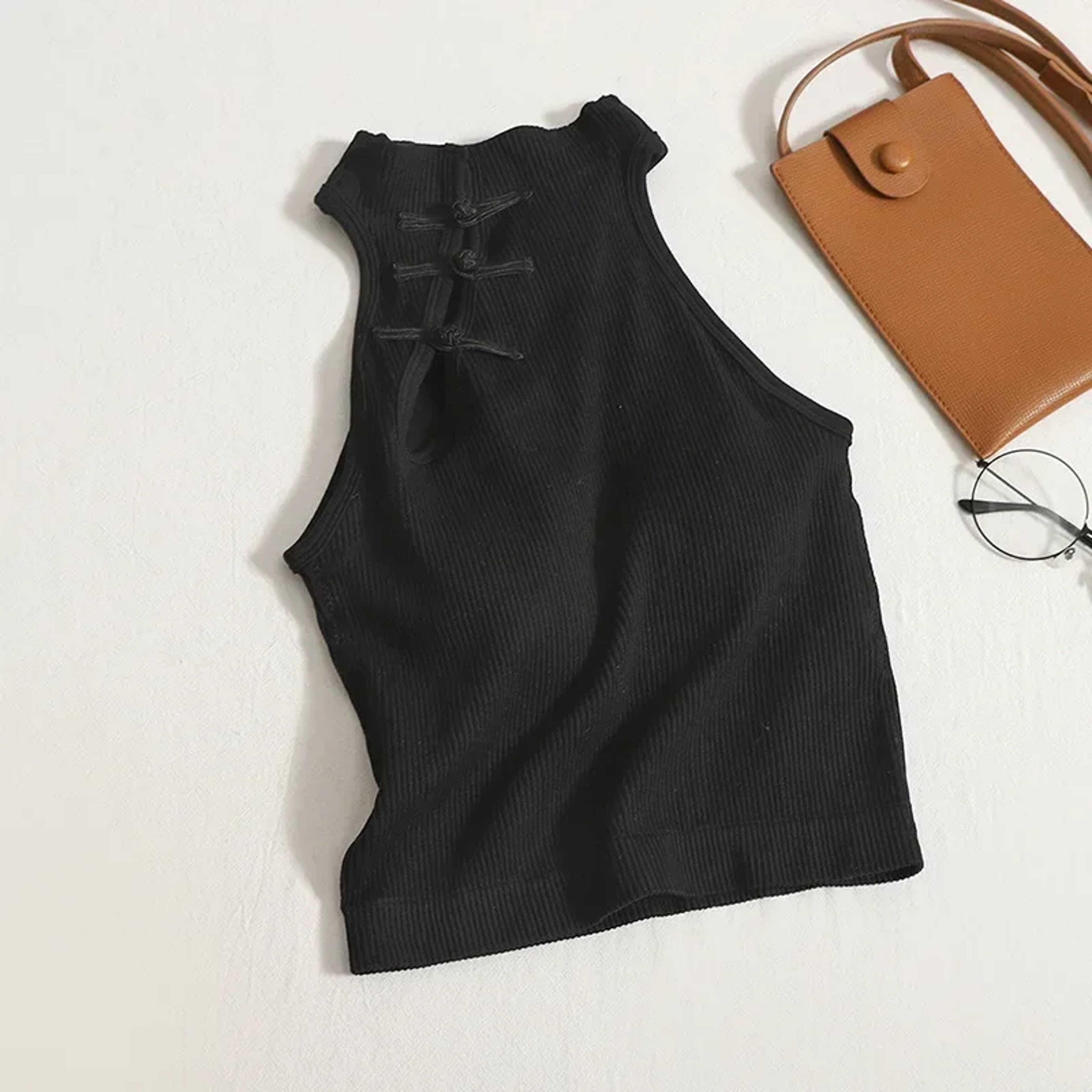 Casual Button Vintage Hault Tanks Camis Sleeveless Femme Croset Crop Tops With Builtin Bras For Wom 7