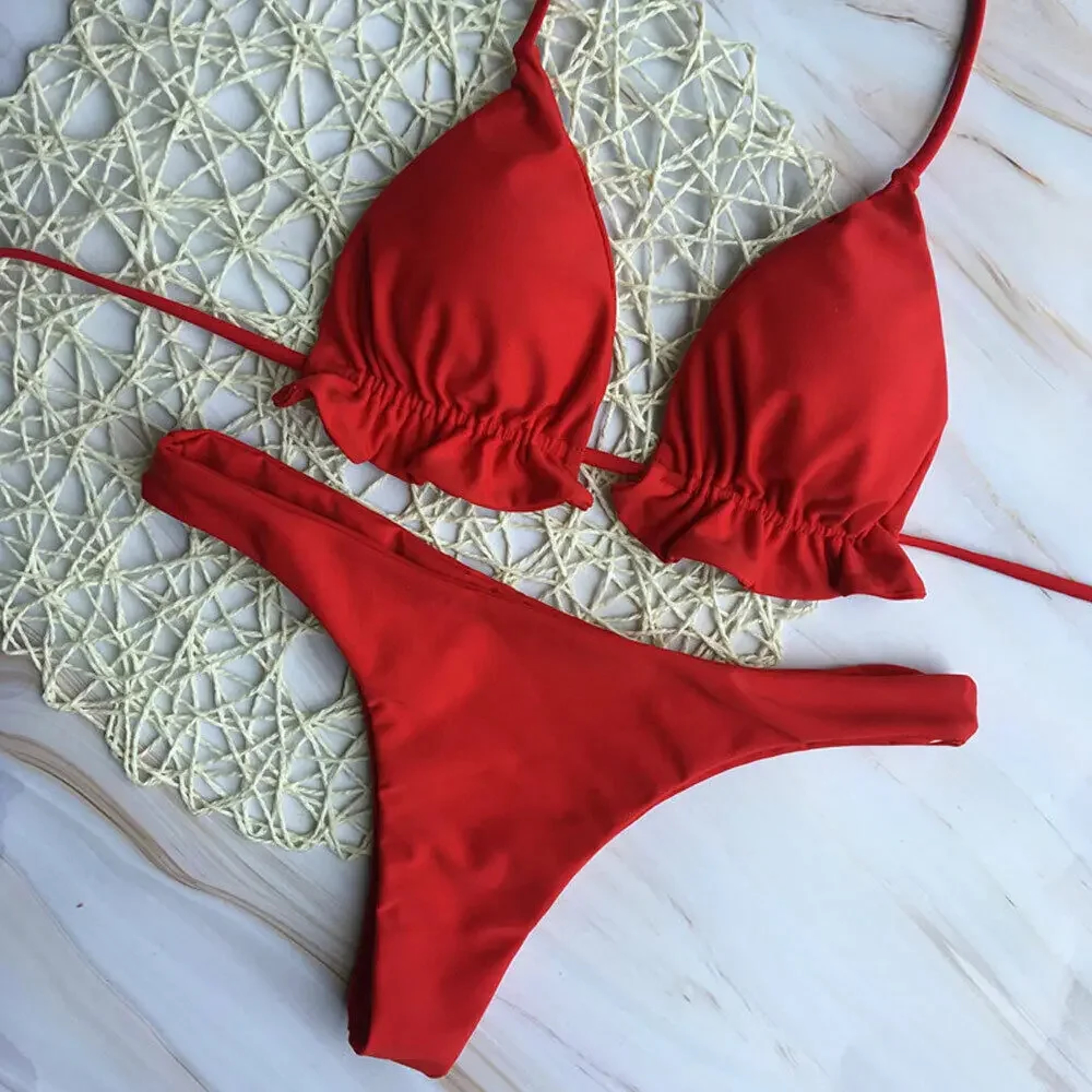 Sexy Summer Brazilian Bikini Set For Women PushUp Swimwear Bandage Top Thong Bathing Suit 1