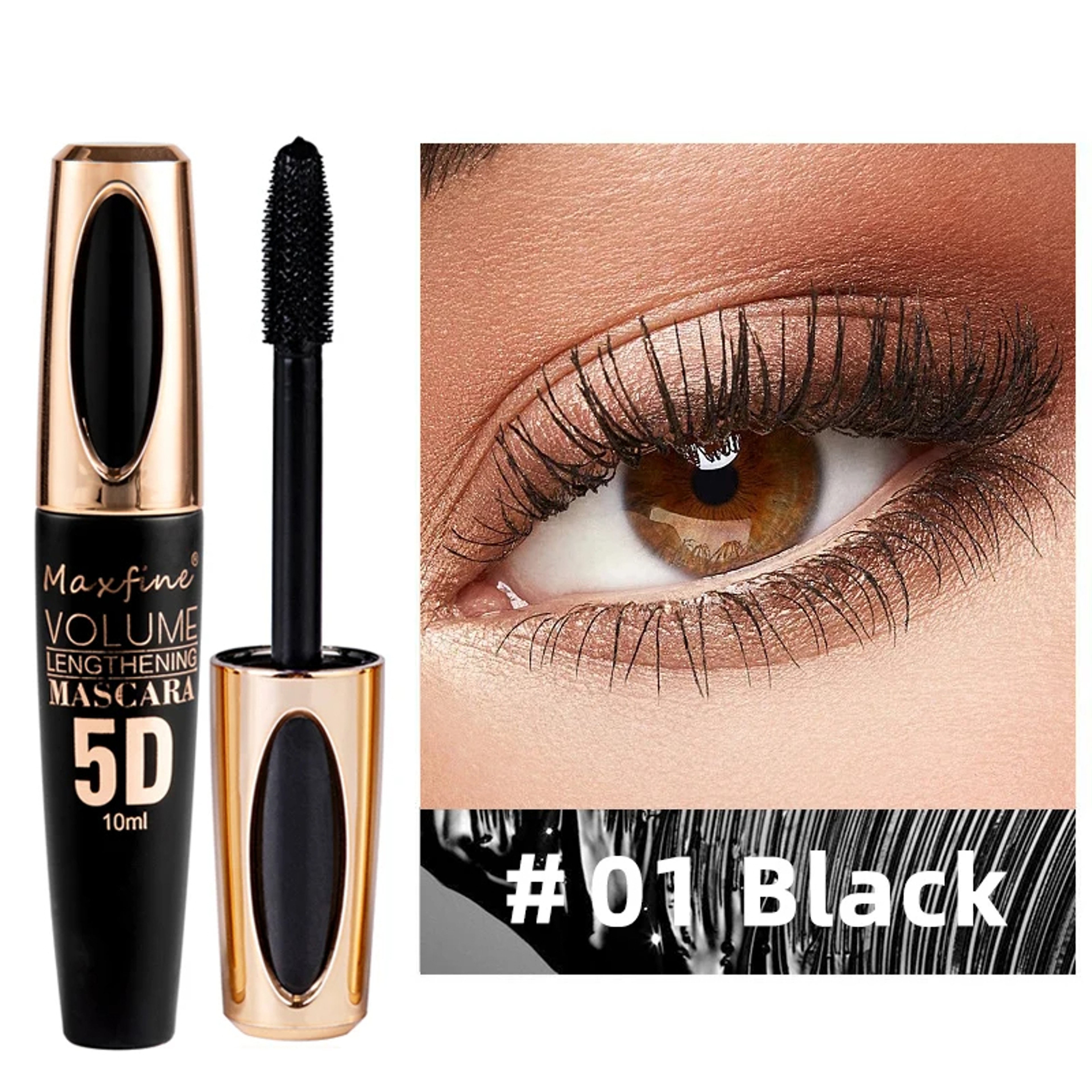 5D Silk Mascara with Big Eyes Silicone Brush Head Multicoloured Priming Waterproof Mascara Long Las
