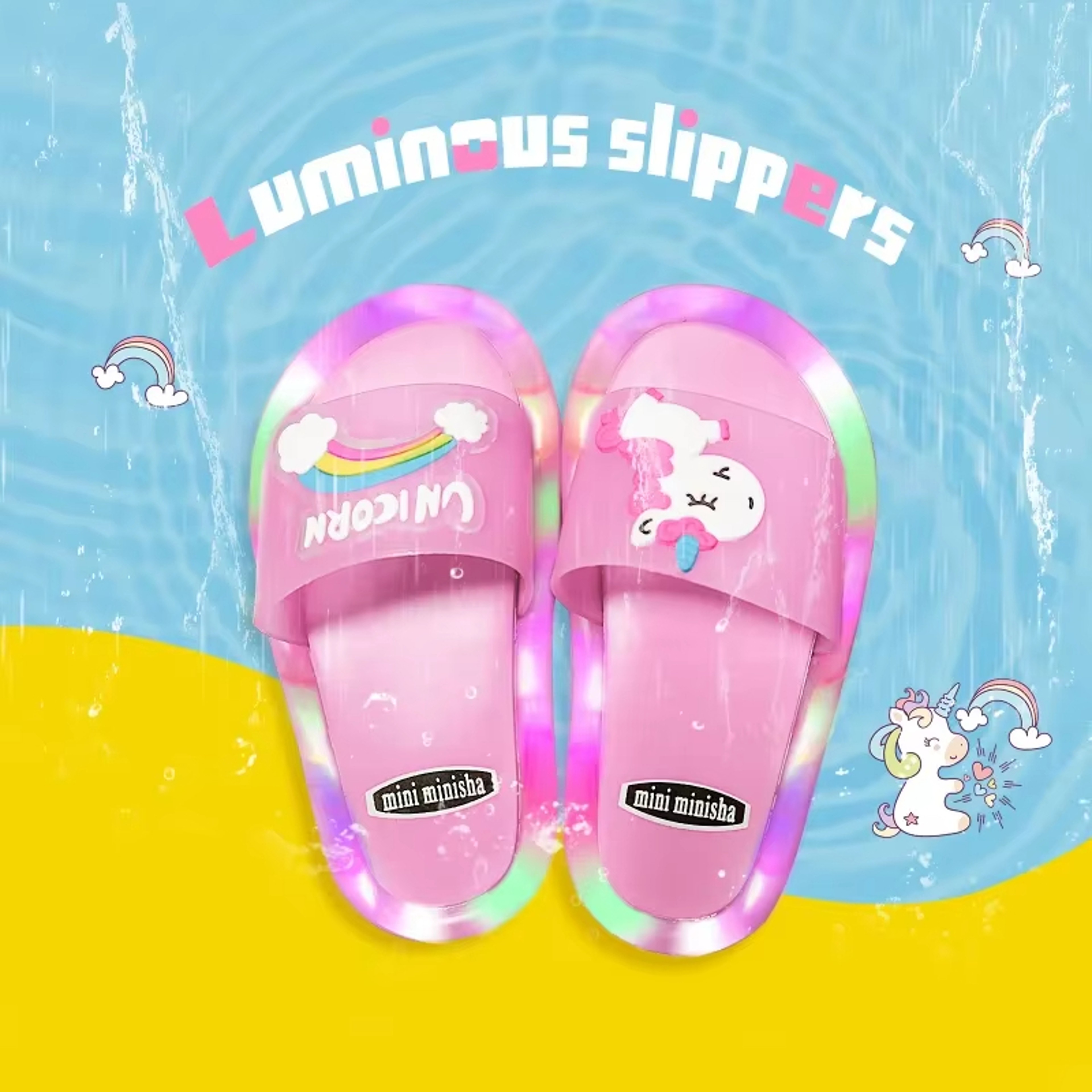 Children Unicorn Animals Prints Shoes Lighted Fashion Slippers – view 6