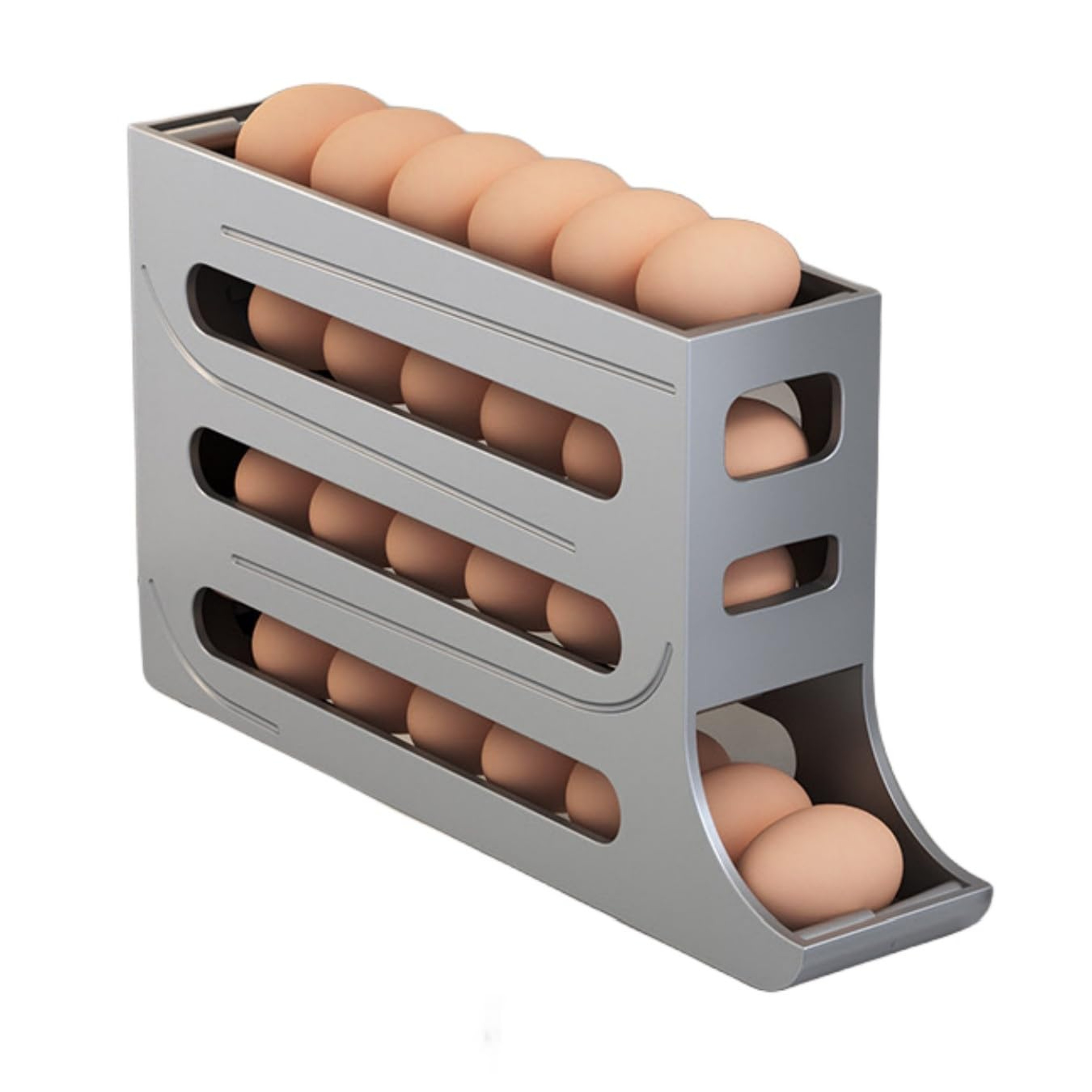Kitchen Automatic Scrolling Egg Holder Space-Saving 4-Tier Egg Storage Box for Refrigerator – view 9