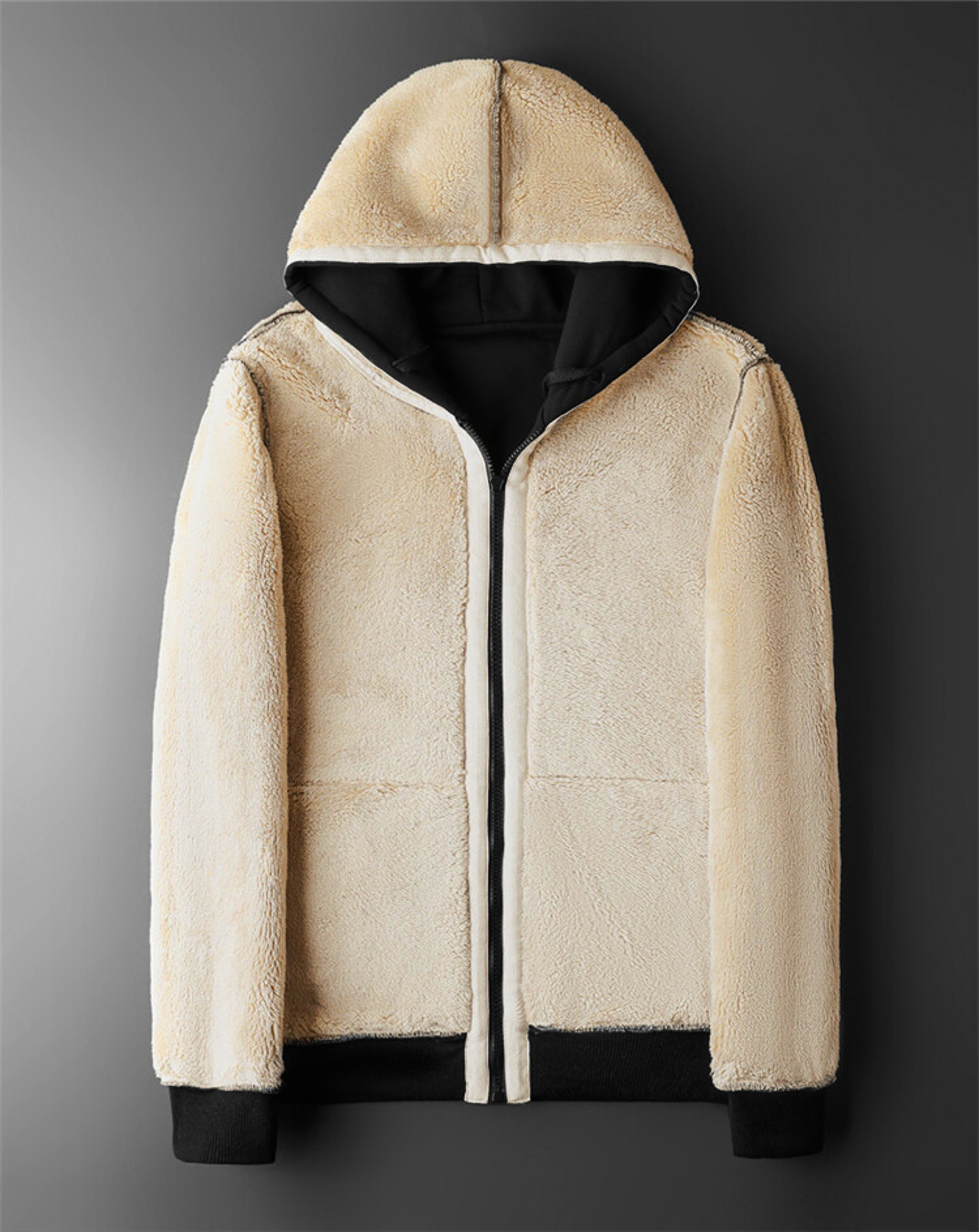 Winter Lambswool Coats Thicken Warm Jackets Long Sleeve Zipper Hoodies Casual Sports Fleece Black C 3