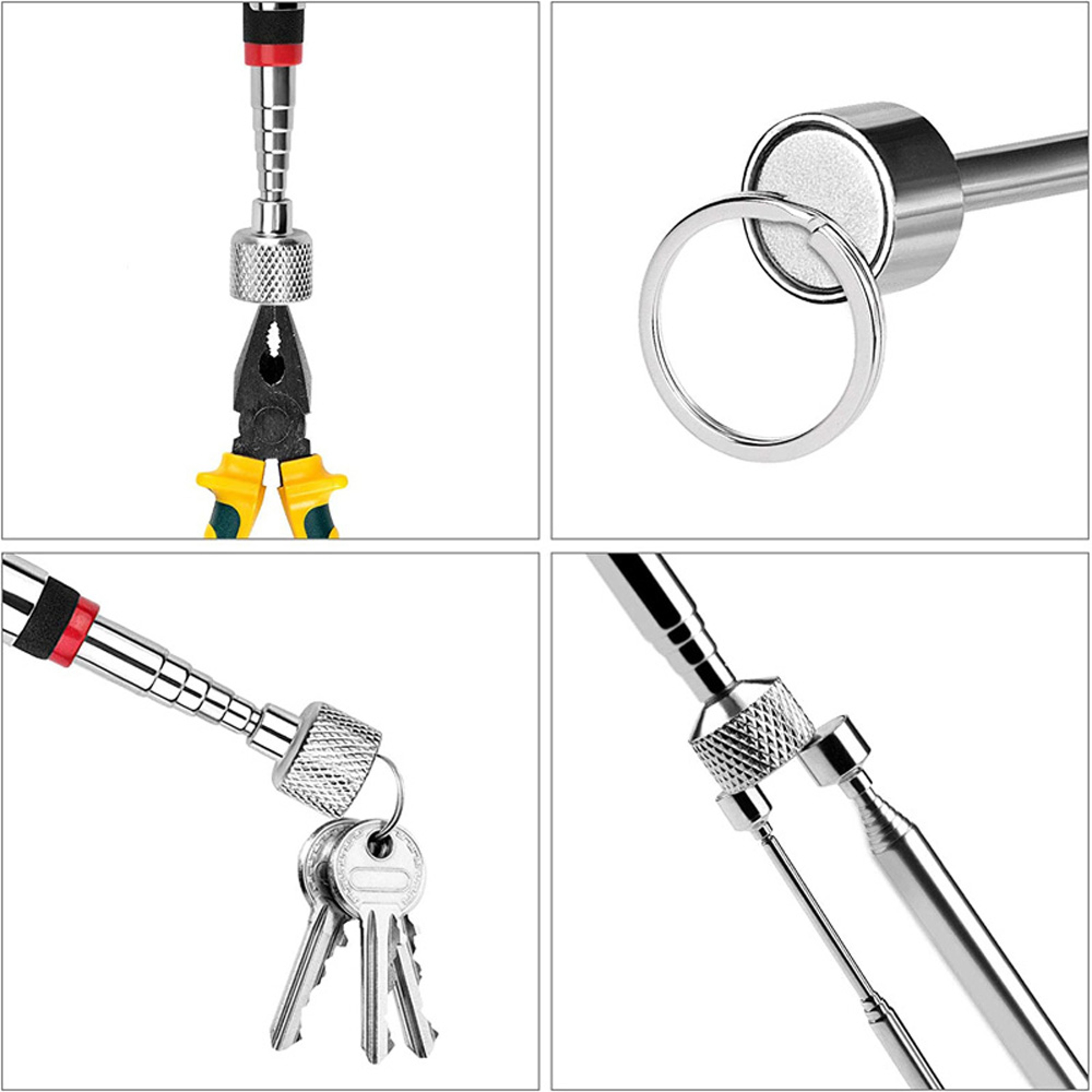 Magnetic Pick Up Tool With LED Light Telescoping Stainless Steel Grabber For Hard To Reach Screws N 4