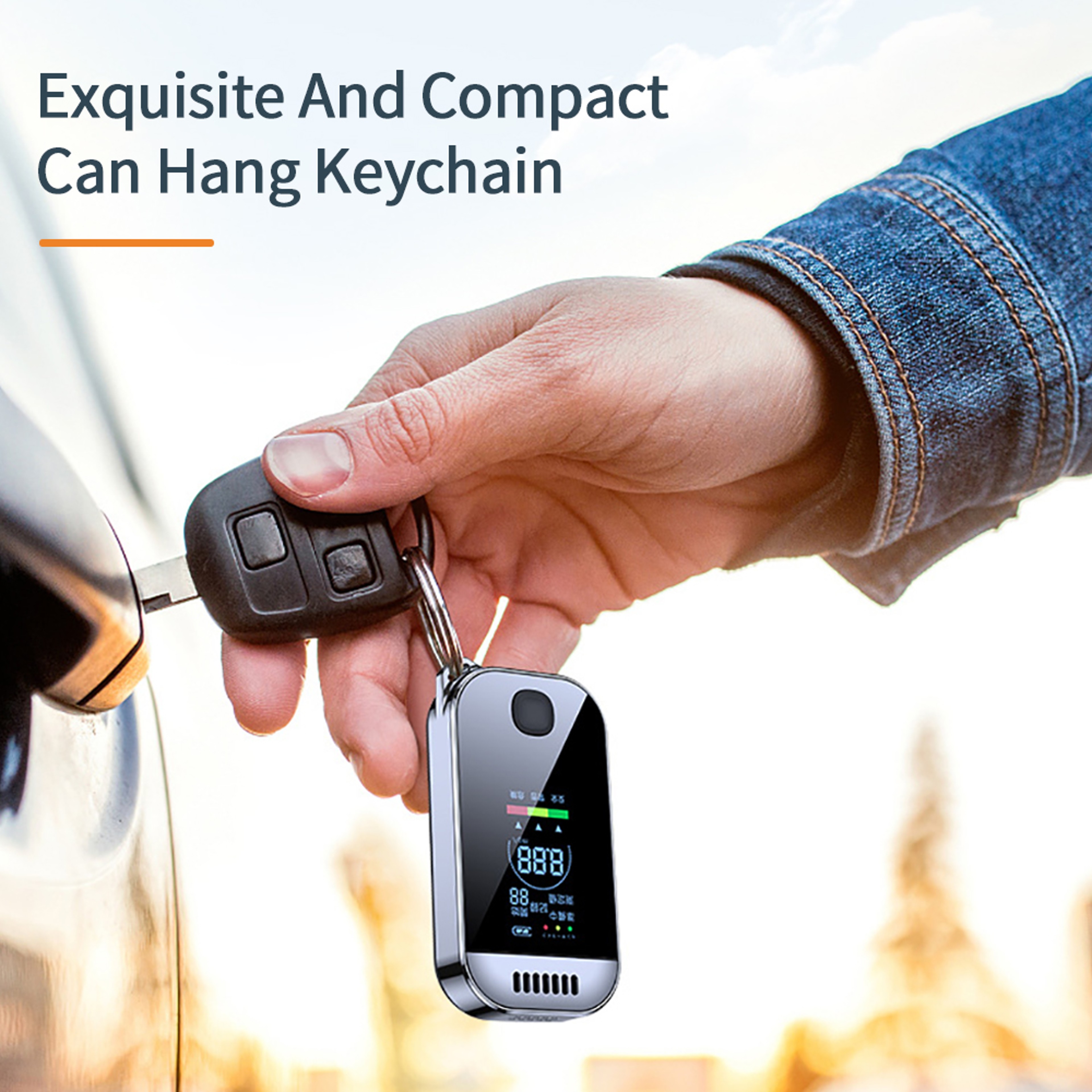 Digital Breath Alcohol Tester – USB Rechargeable Keychain Breathalyzer for Personal & Professional Use – view 2
