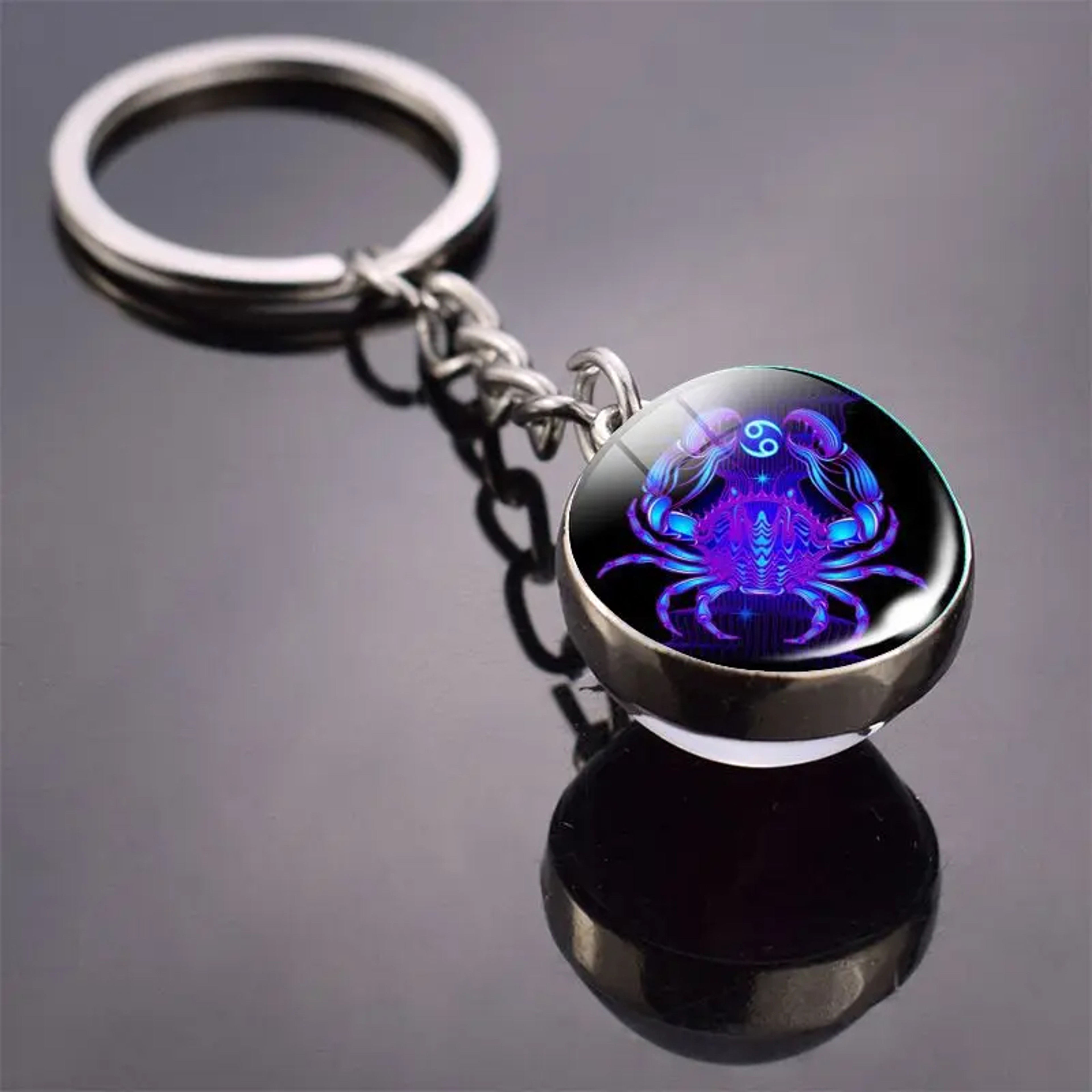 Luminous Keychain – Glow in the Dark Glass Ball Keychain Zodiac Pendant Gift for Men & Women – view 5