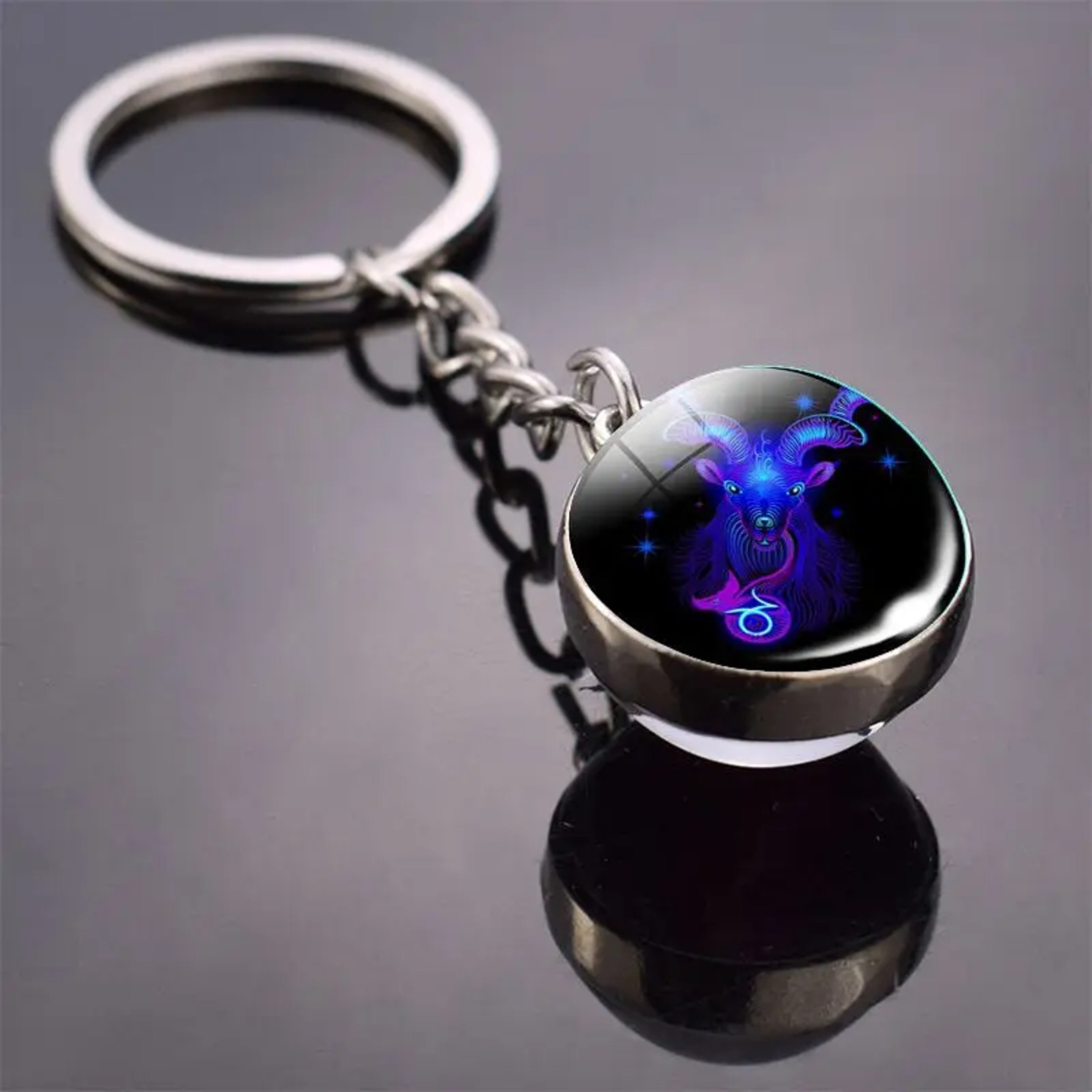 Luminous Keychain – Glow in the Dark Glass Ball Keychain Zodiac Pendant Gift for Men & Women – view 12