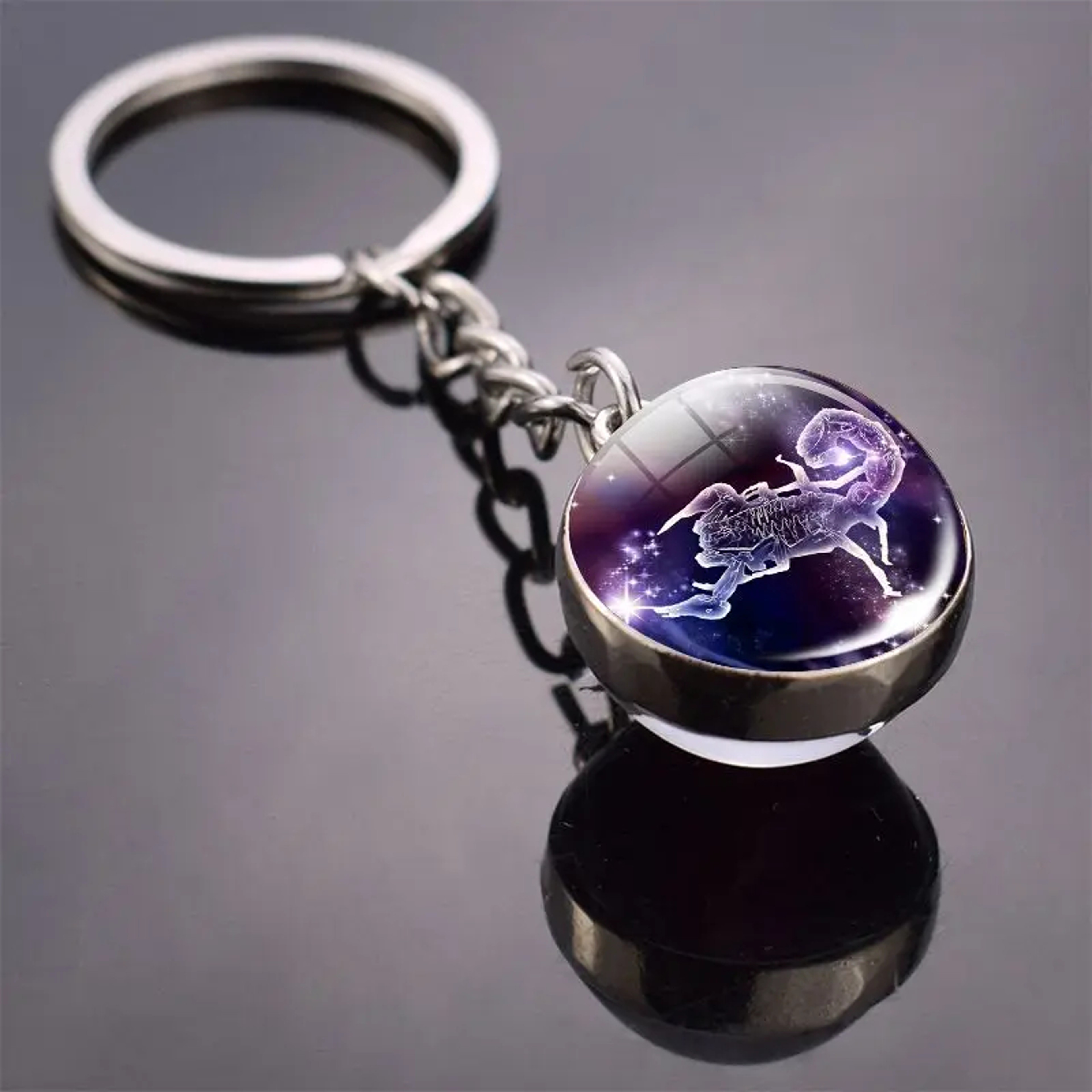 Luminous Keychain – Glow in the Dark Glass Ball Keychain Zodiac Pendant Gift for Men & Women – view 15