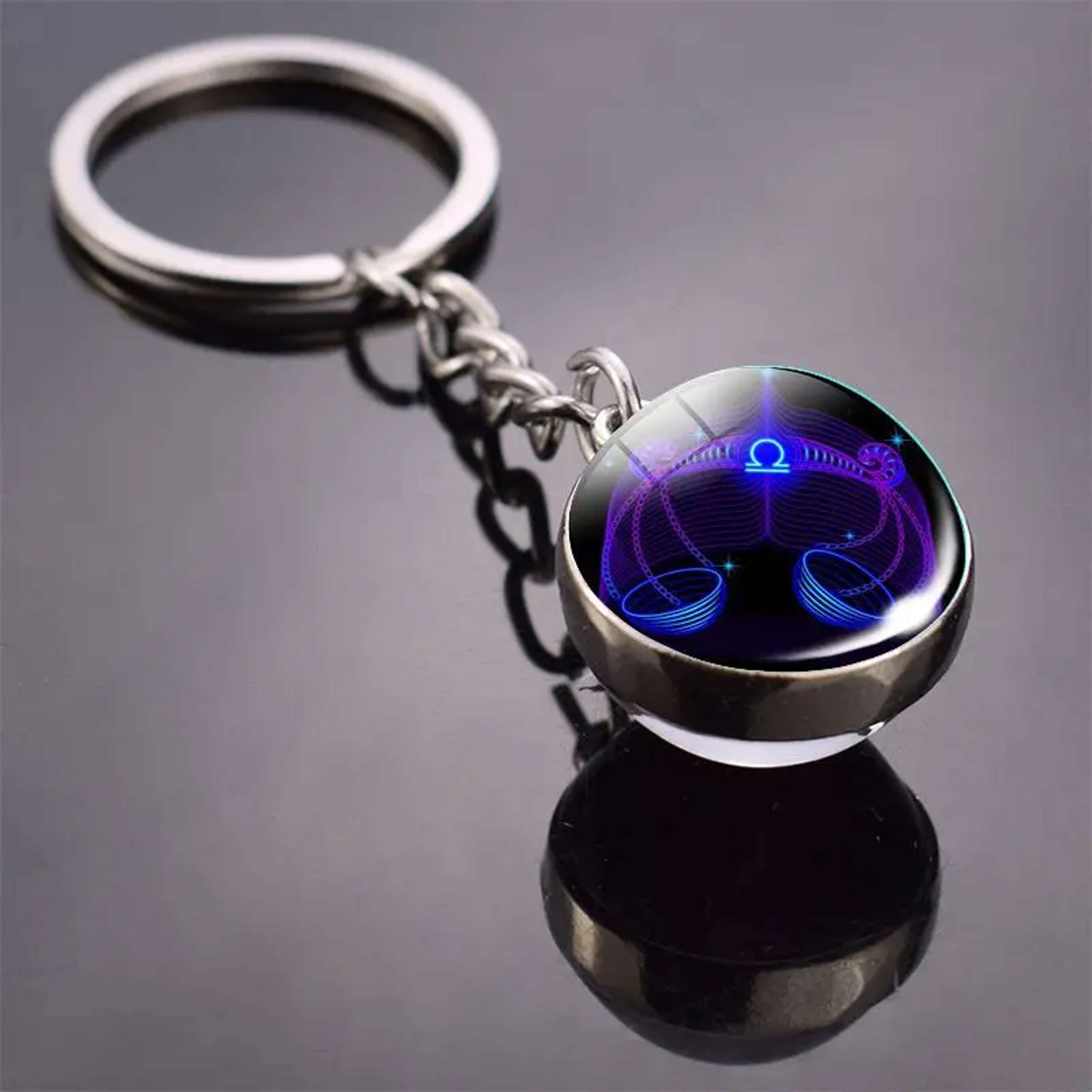 Luminous Keychain – Glow in the Dark Glass Ball Keychain Zodiac Pendant Gift for Men & Women – view 27