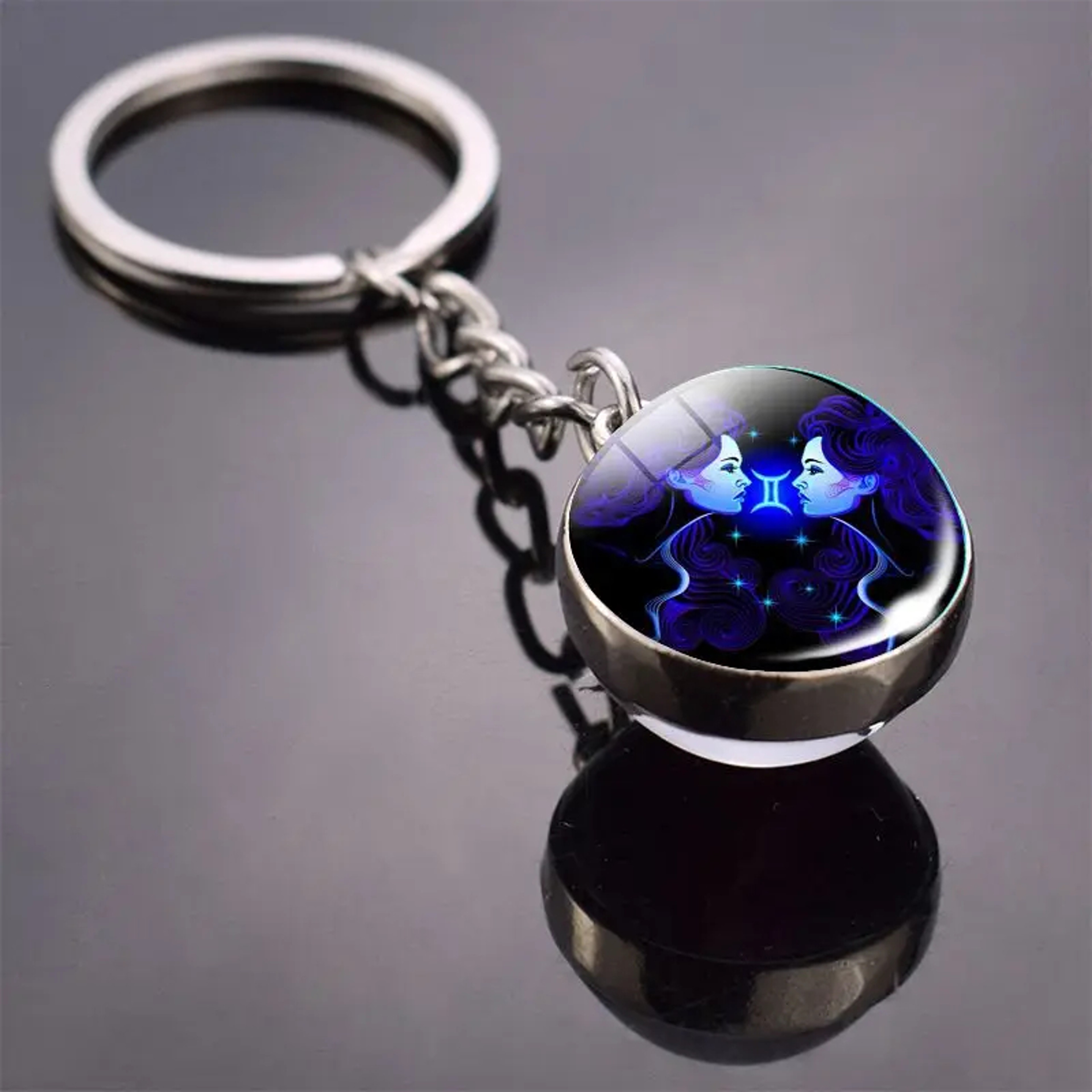 Luminous Keychain – Glow in the Dark Glass Ball Keychain Zodiac Pendant Gift for Men & Women – view 29