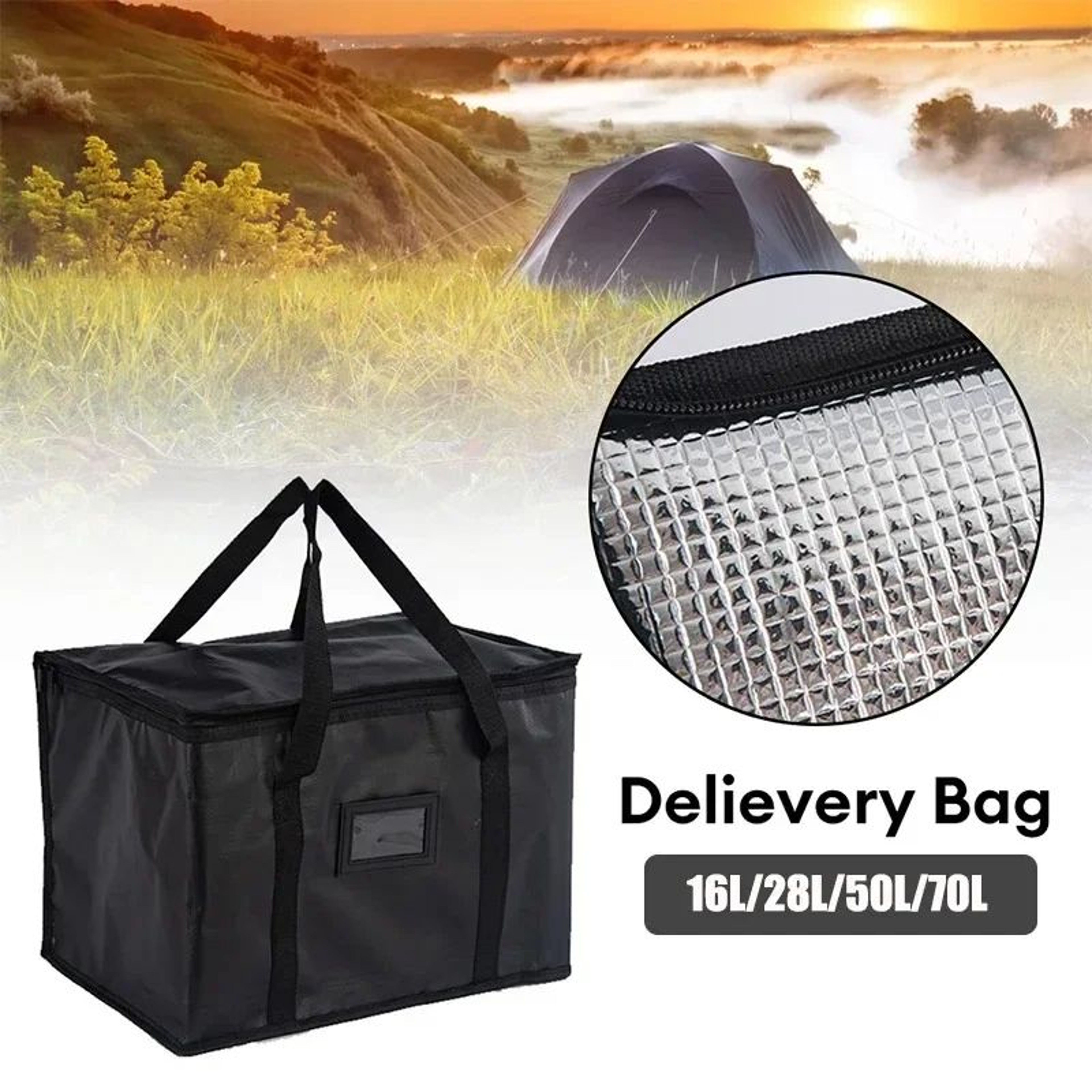 70L Insulated Thermal Cooler Bag Large Capacity Portable Lunch Bag With Tin Foil Insulation Zipper  2