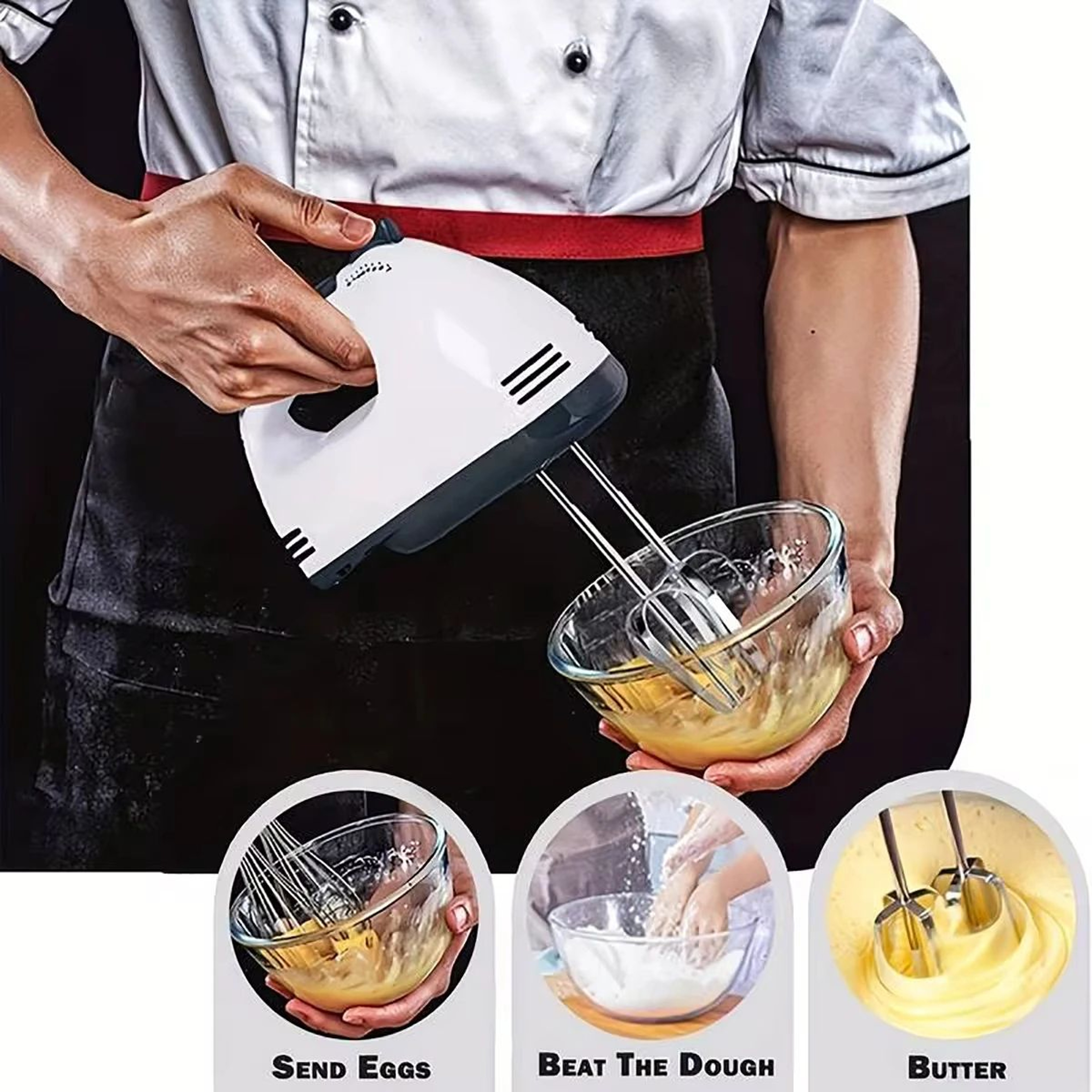 Handheld Electric Egg Beater Mini Household Mixer For Egg Whites  Cream Automatic Kitchen Beater 3