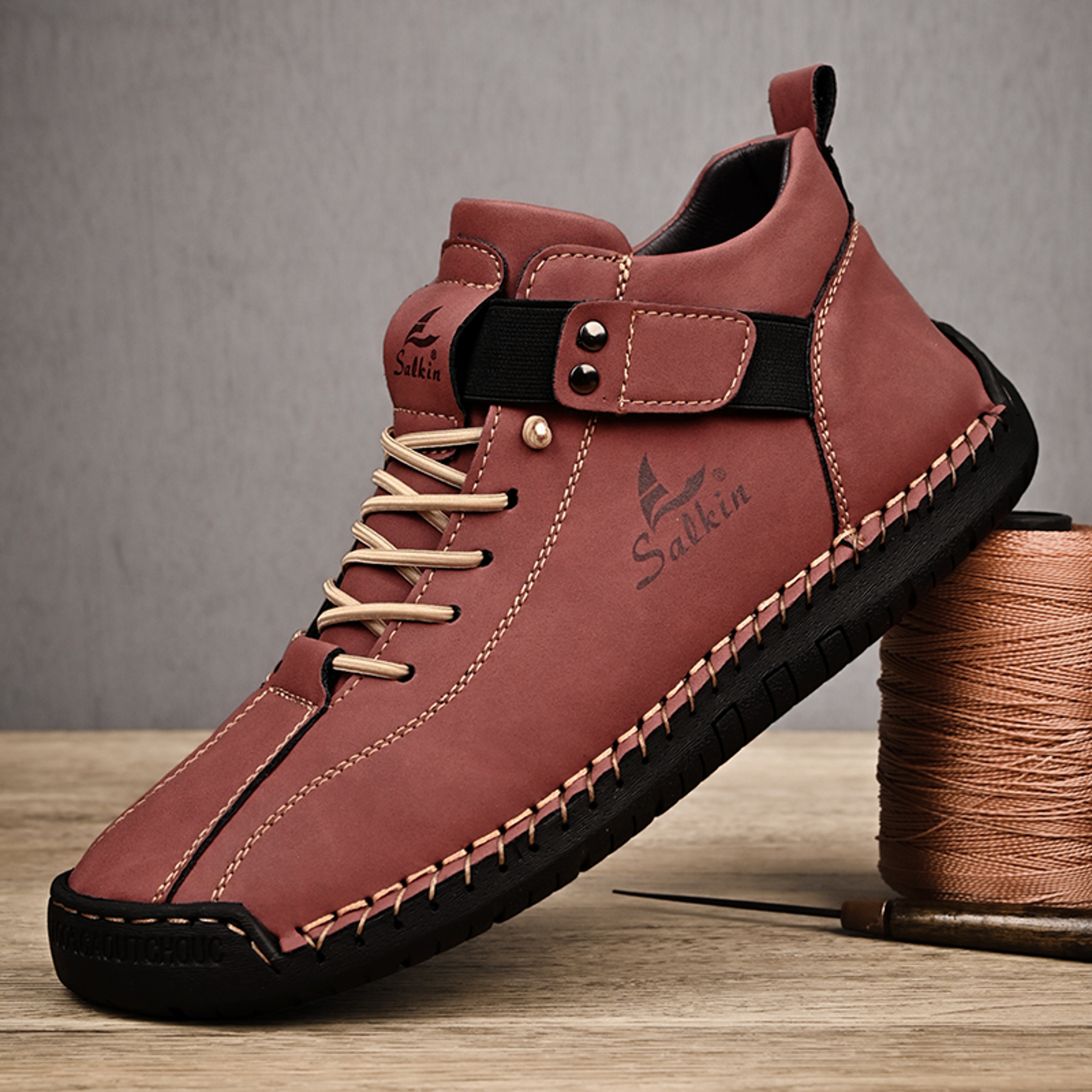 Handmade Leather Casual Men Shoes Breathable Sneaker Ankle Boots for Outdoor & Daily Wear – view 5