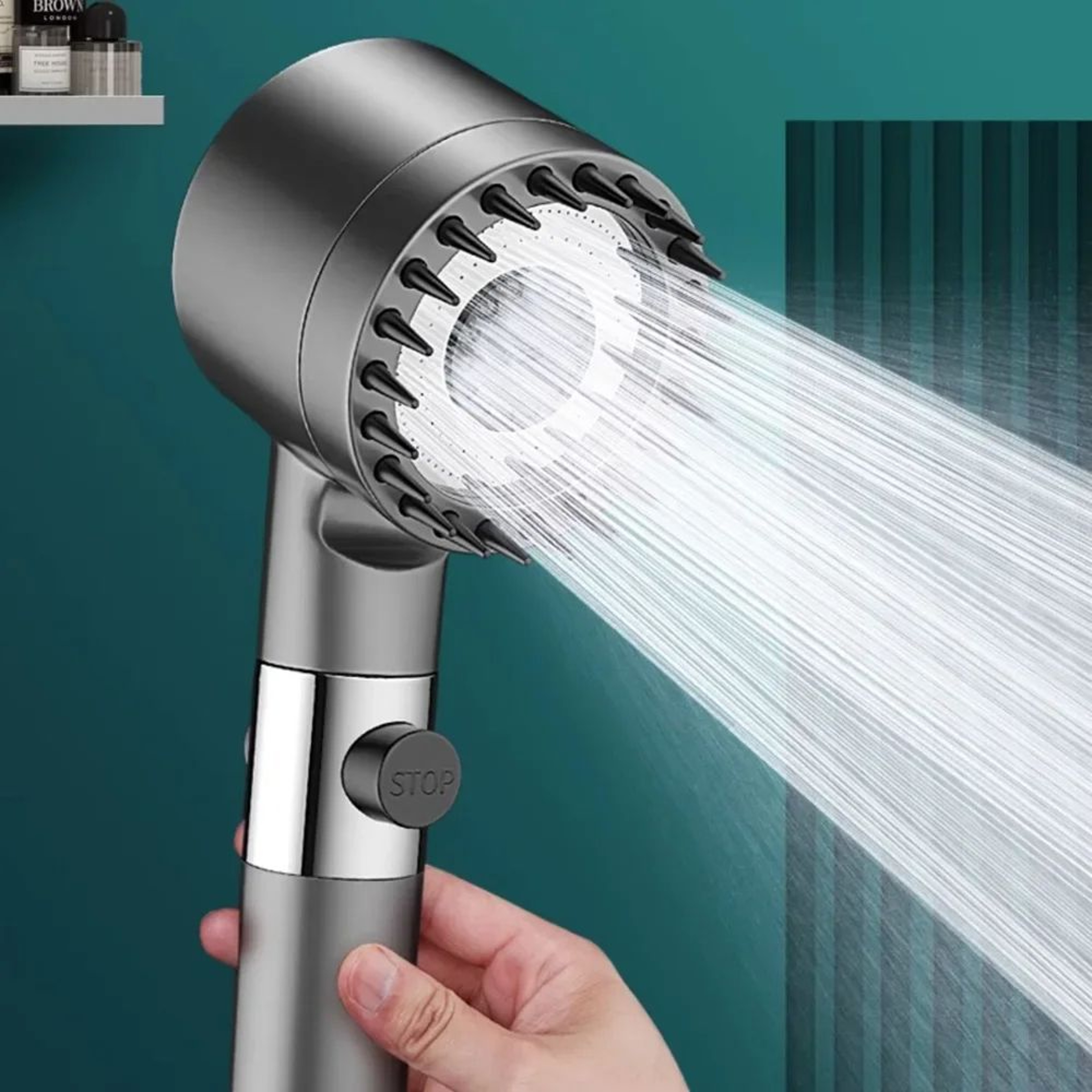 High Pressurized Filter Shower Head Adjustable Spray With Massage Brush Rain Faucet Water Saving Ba