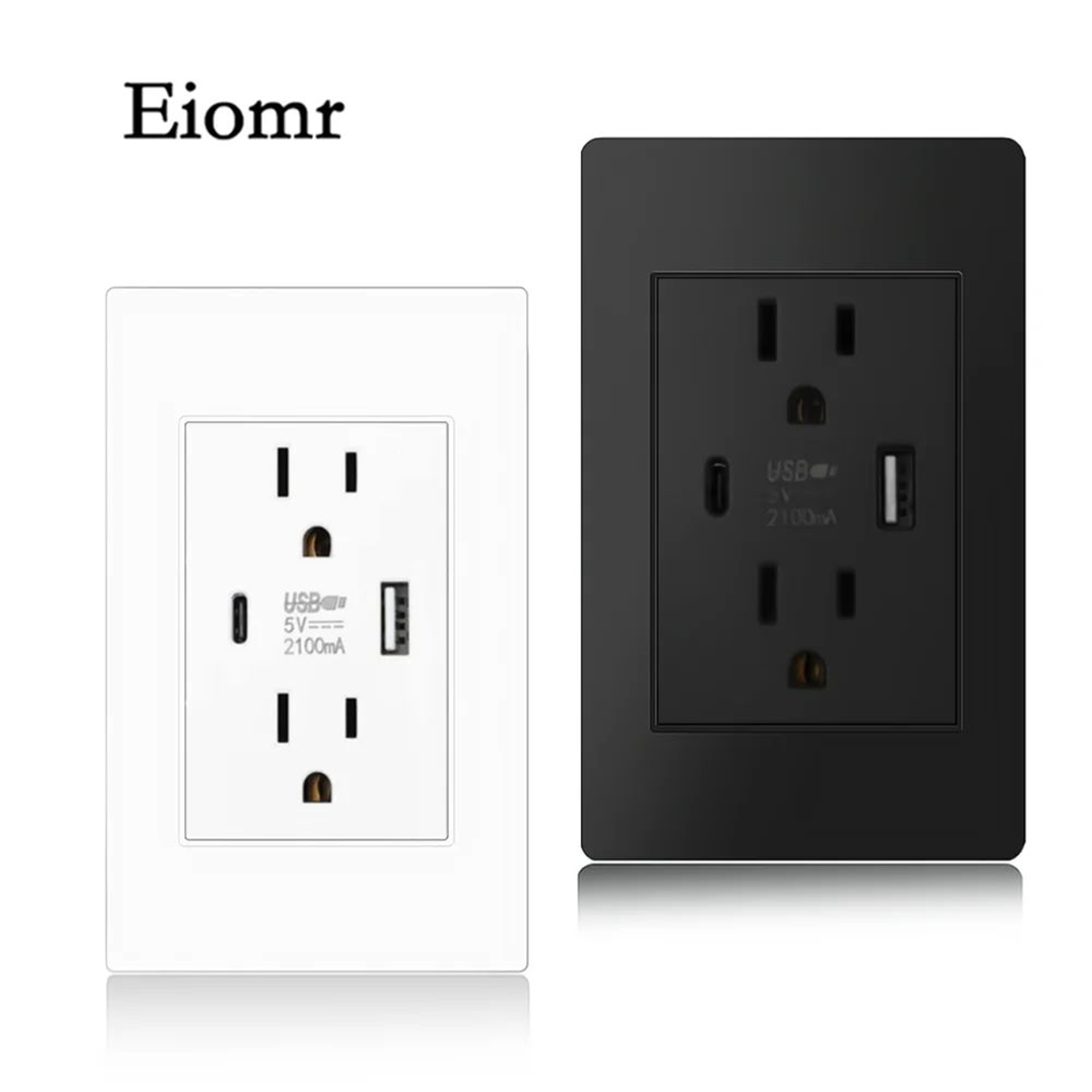 Eiomr US Standard Wall Socket With USB TypeC Charging Port 5V Fireproof PC Panel Power Outlet For H 0