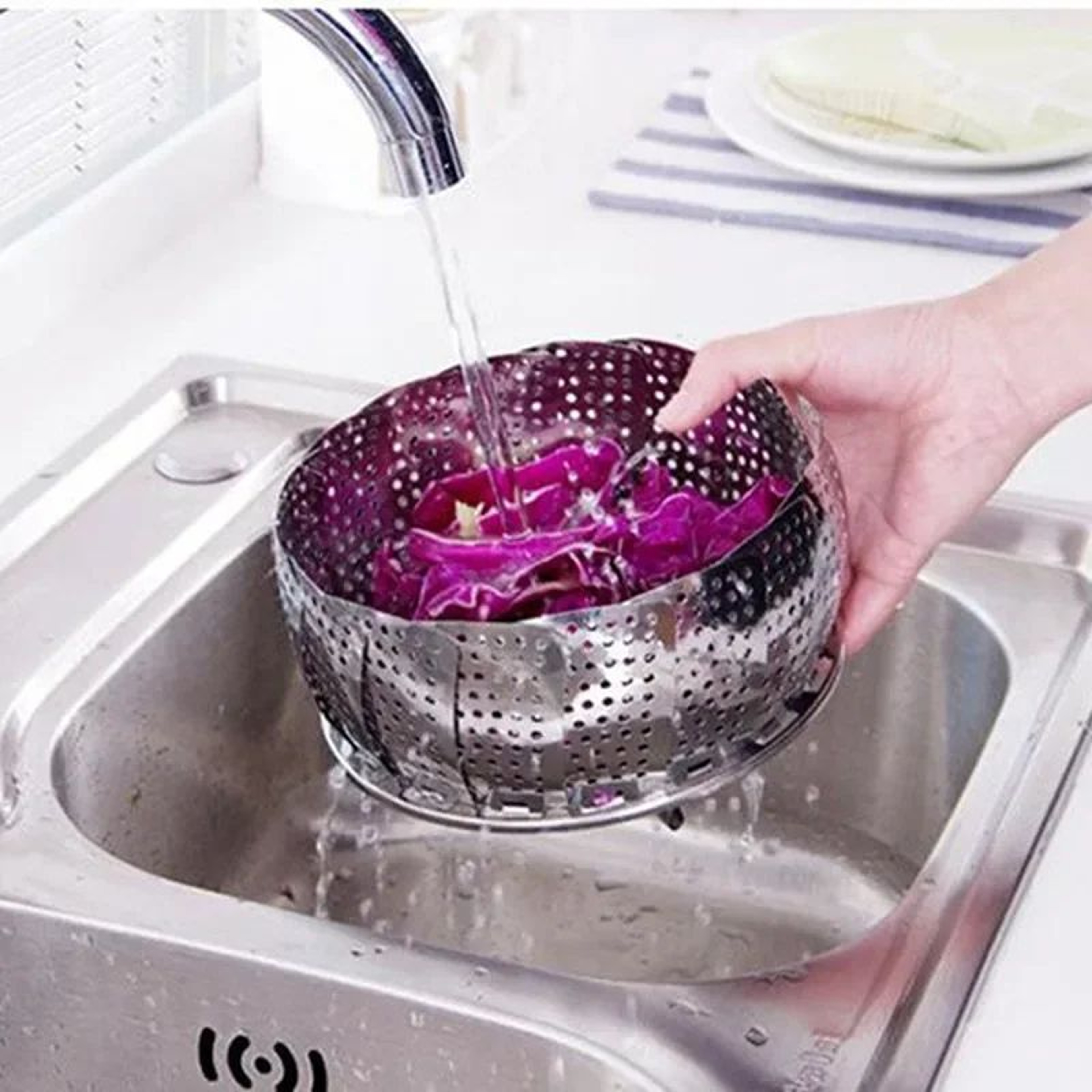 Multifunctional Stainless Steel Retractable Folding Steamer Plate Silver Food Steamer For Vegetable 2