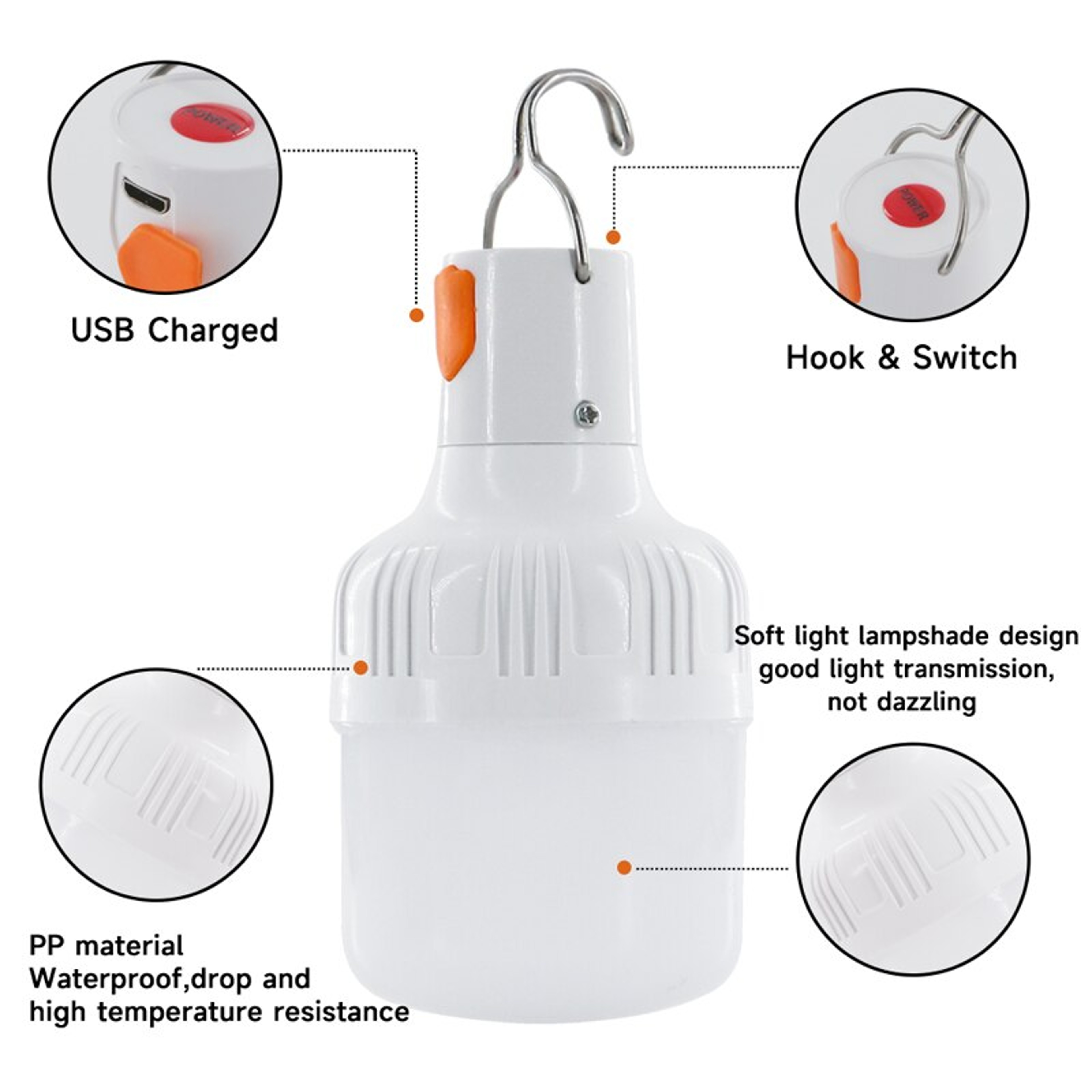 Outdoor USB Rechargeable LED Lamp High Brightness Emergency Light for Camping, Fishing & Night Lights – view 3
