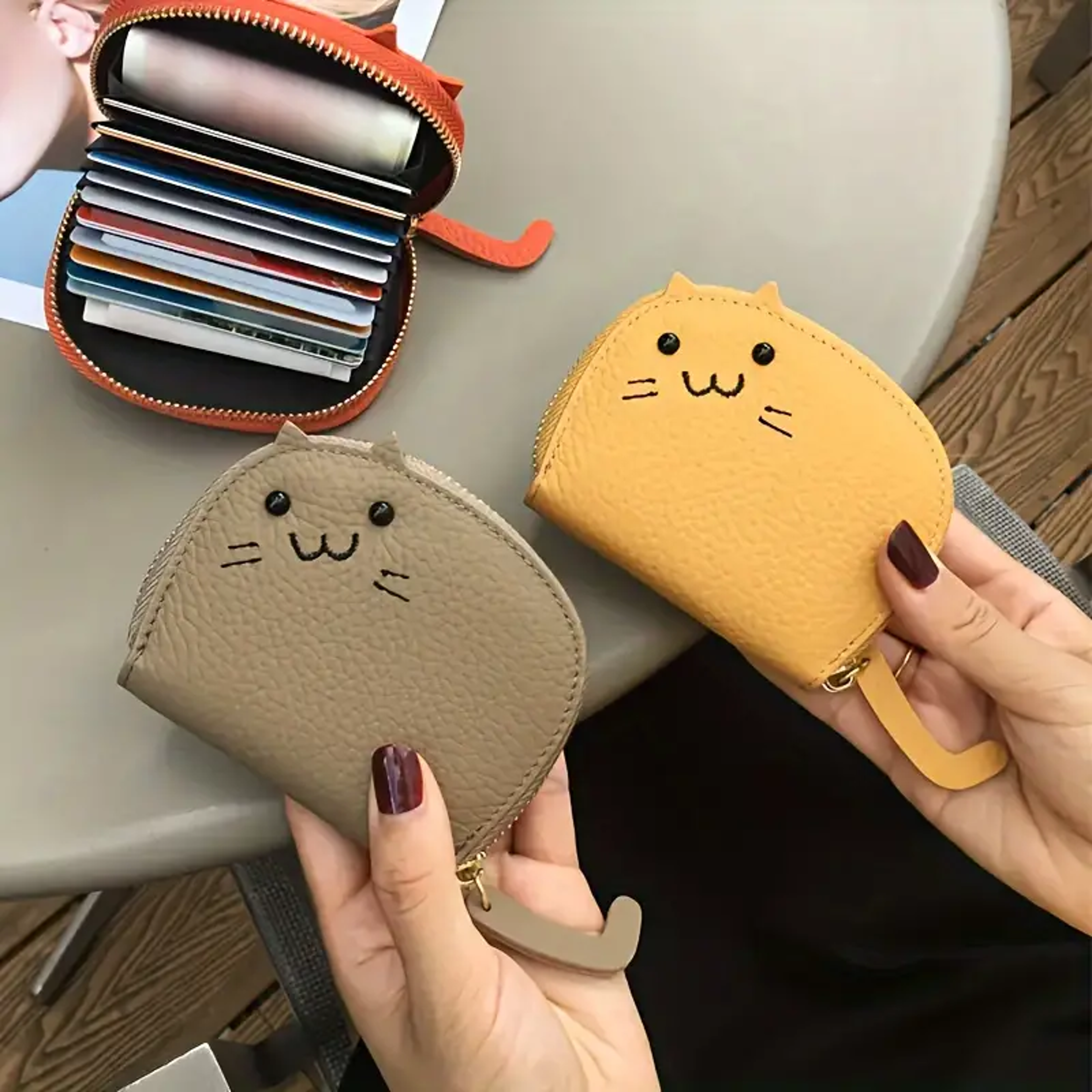 Fashion Cat Shaped Card Holder, Cute Faux Leather Wallet for Women with Coin Pocket & Credit Card Slots – view 2