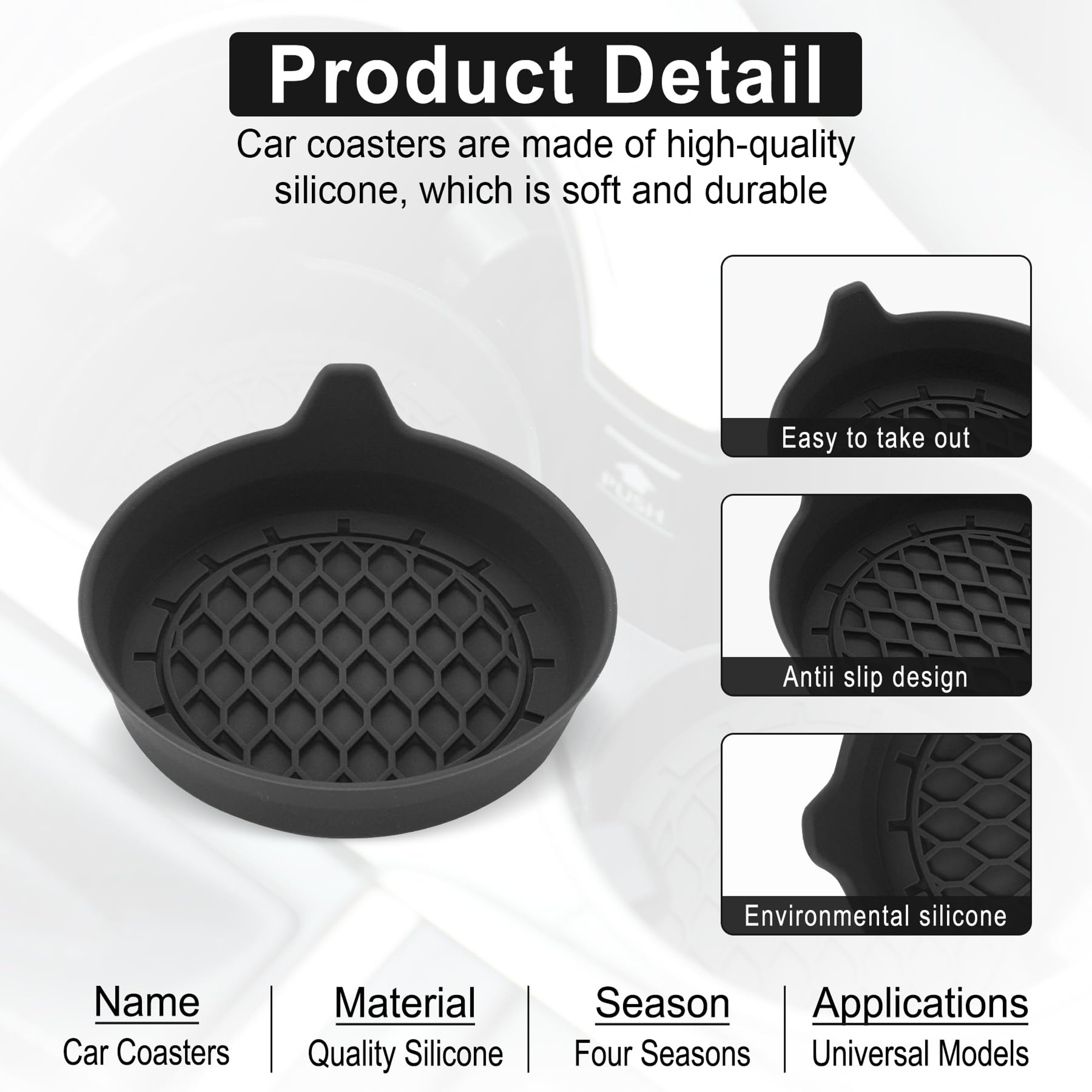 Universal Silicone Car Cup Holder Coaster NonSlip Insert AntiScratch  Silent Cup Pad For Auto Inter 2