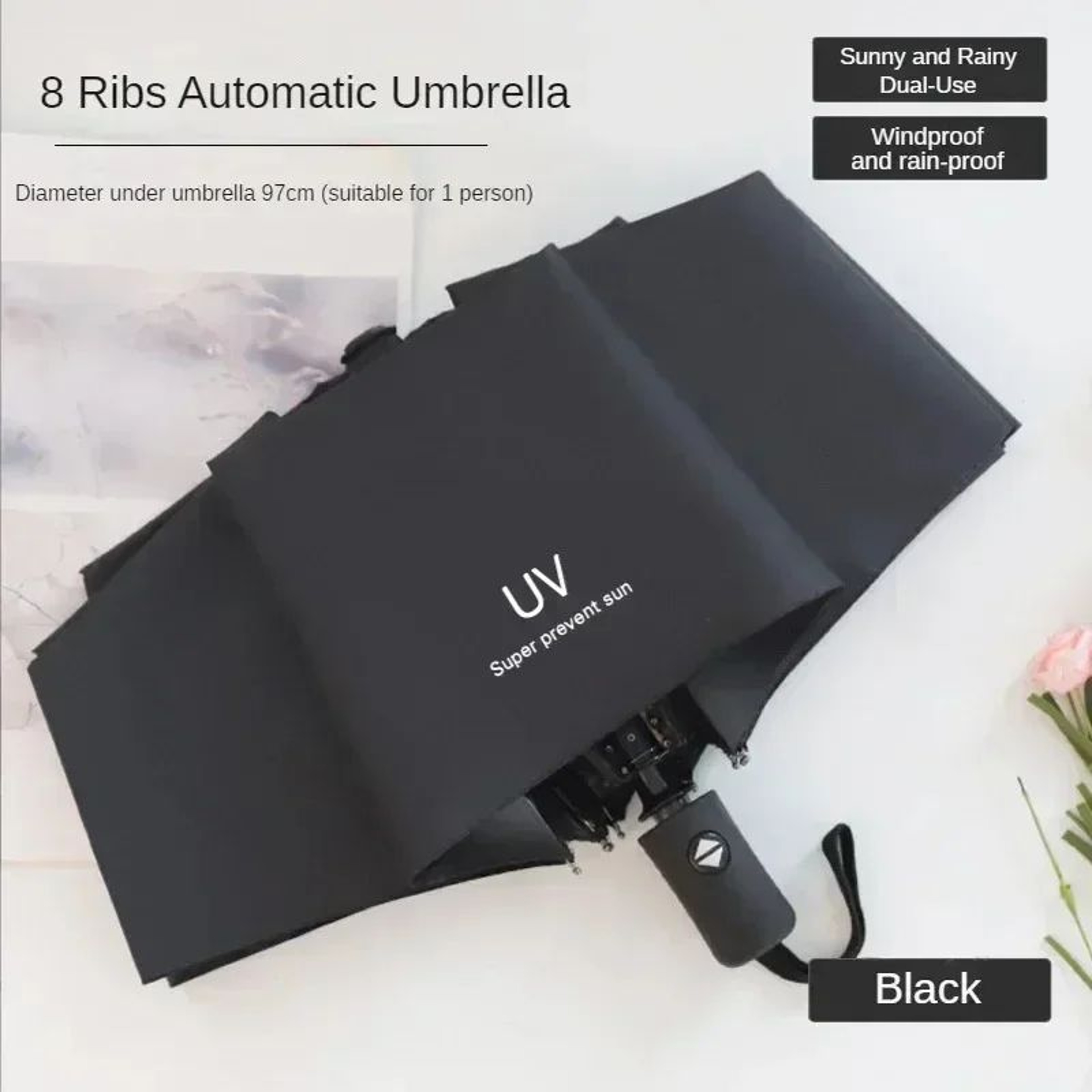 Fashion AntiUV Mini Folding Automatic Umbrella Lightweight Windproof Sun And Rain Parasol For Trave 6