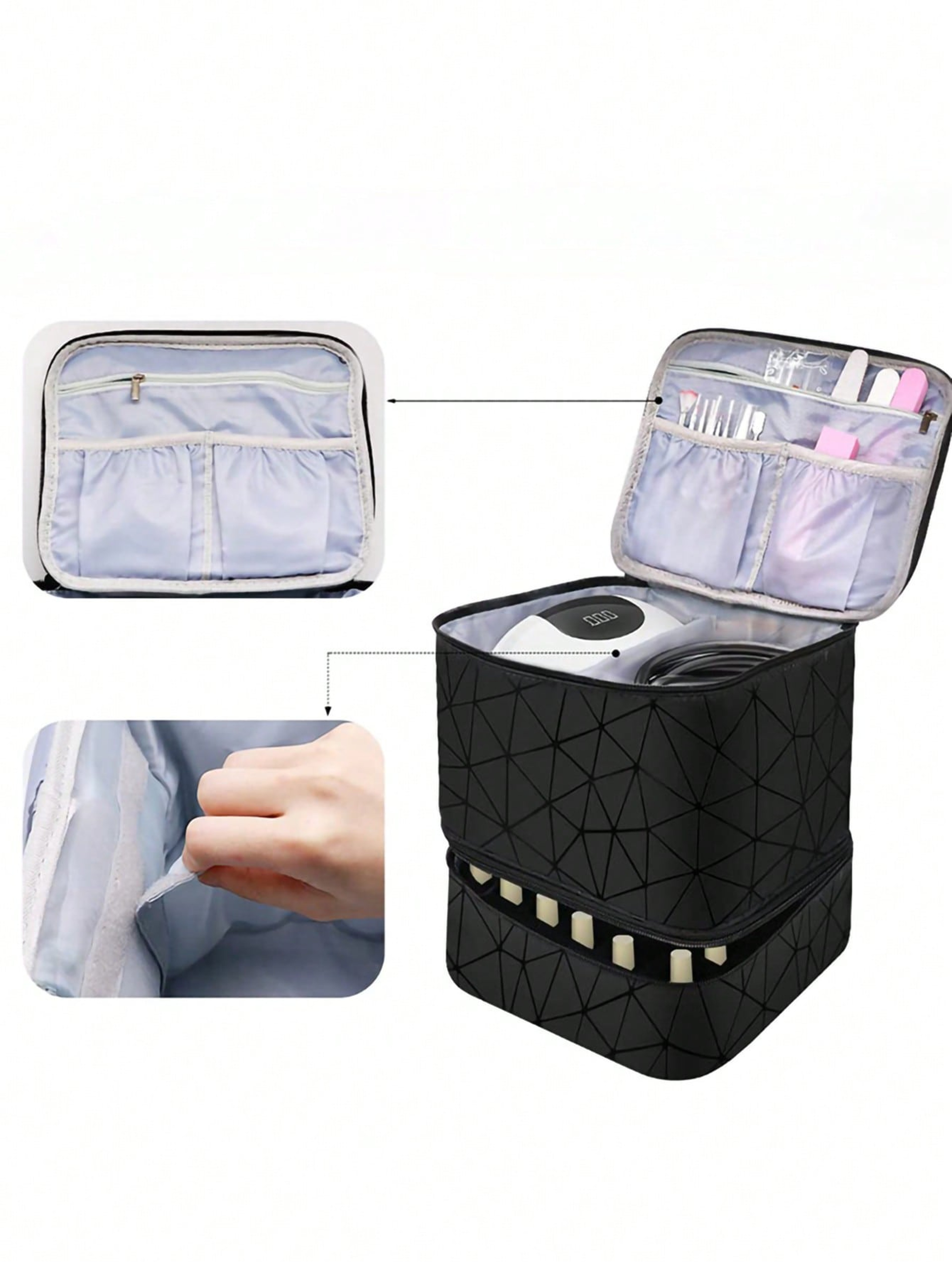 Portable Nail Polish Storage Bag,Multi Function PU Leather Organizer for Travel,Fits 20 Bottles,Essential Oils & Makeup – view 4
