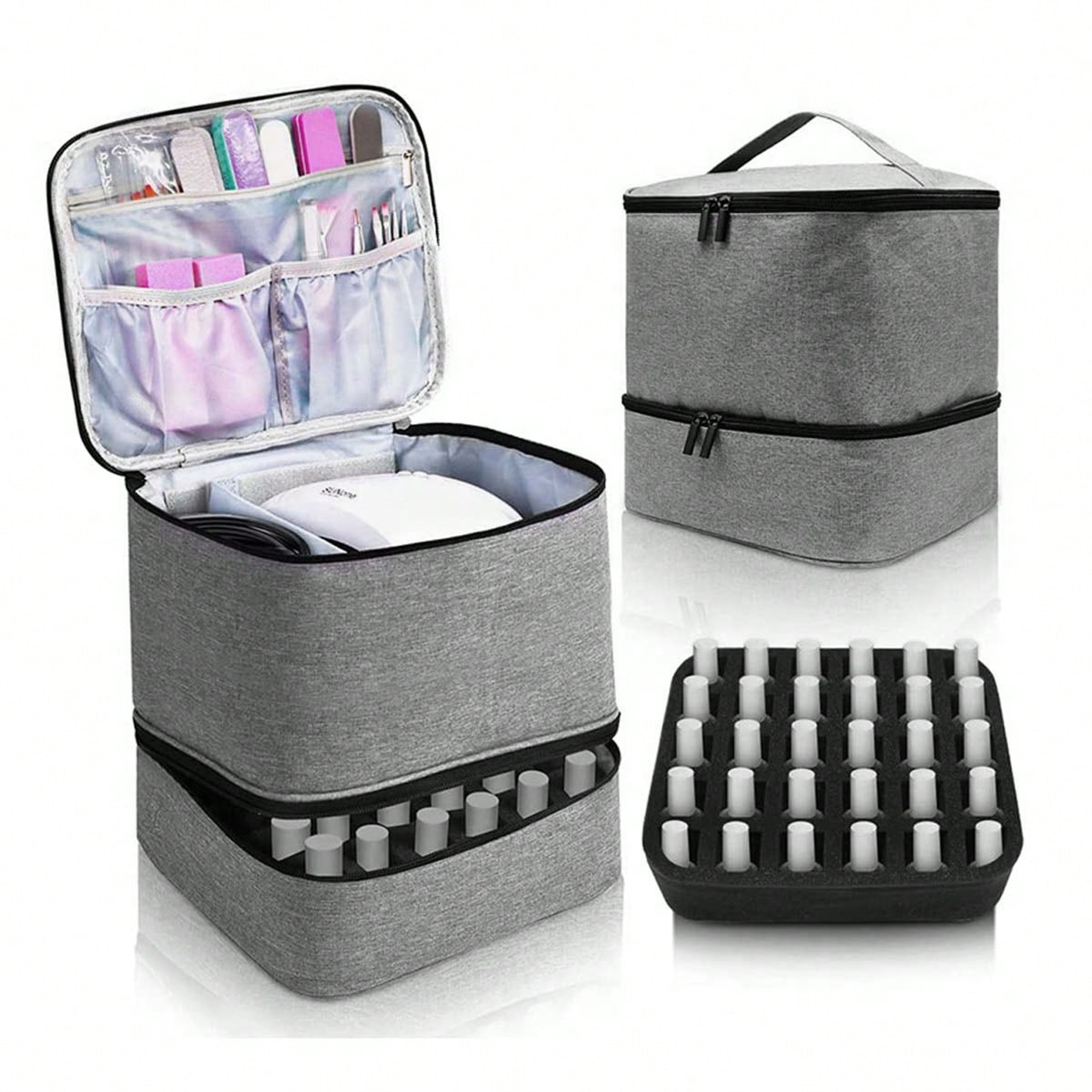Portable Nail Polish Storage Bag,Multi Function PU Leather Organizer for Travel,Fits 20 Bottles,Essential Oils & Makeup – view 11