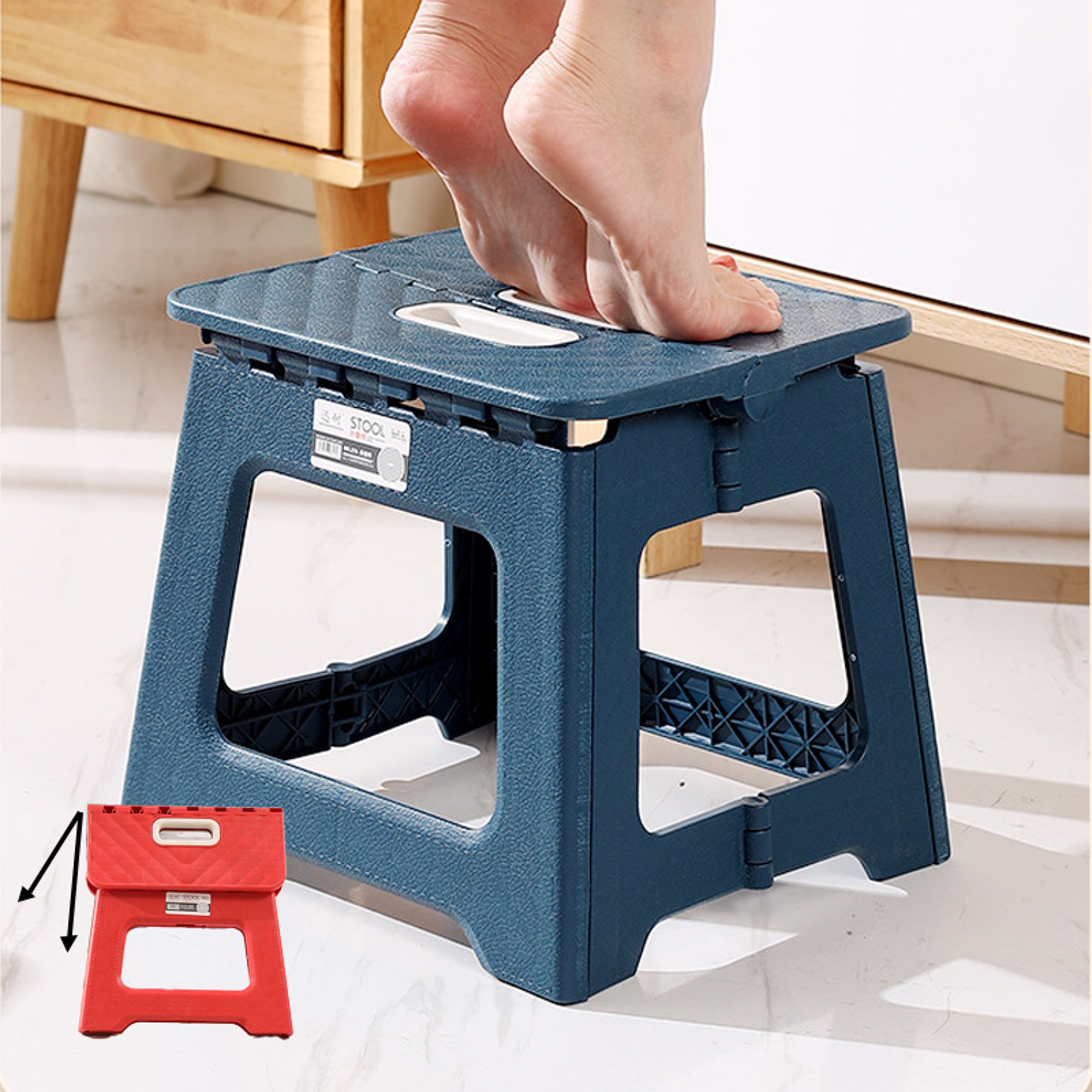 Adult & Children Folding Plastic Saddle Stool, Thickened Portable Camping and Fishing Chair – view 1