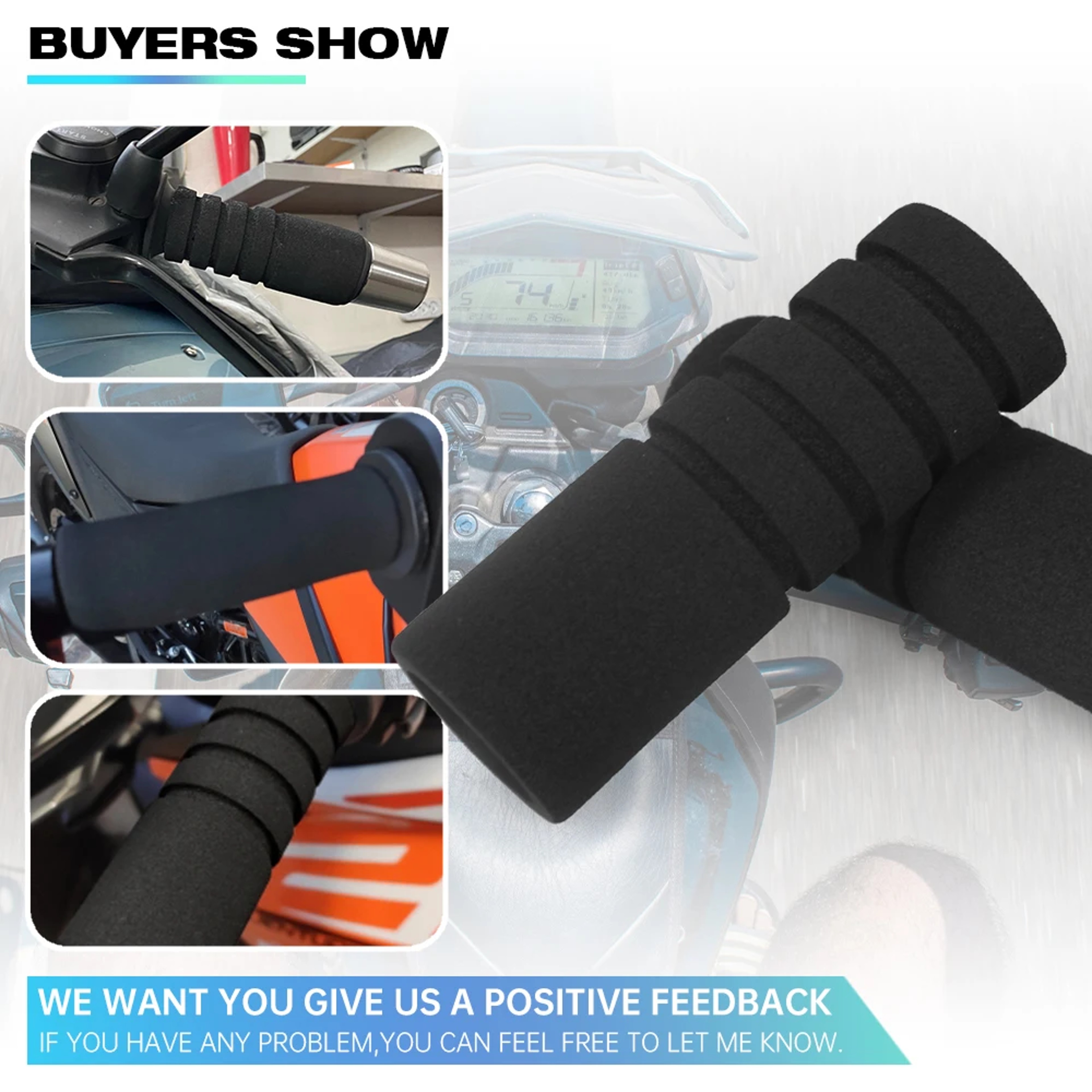 Motorcycle Foam Handlebar Grips Sponge Lever Covers for Dirt Bike Pit Bike Scooter Motocross Universal Fit – view 5