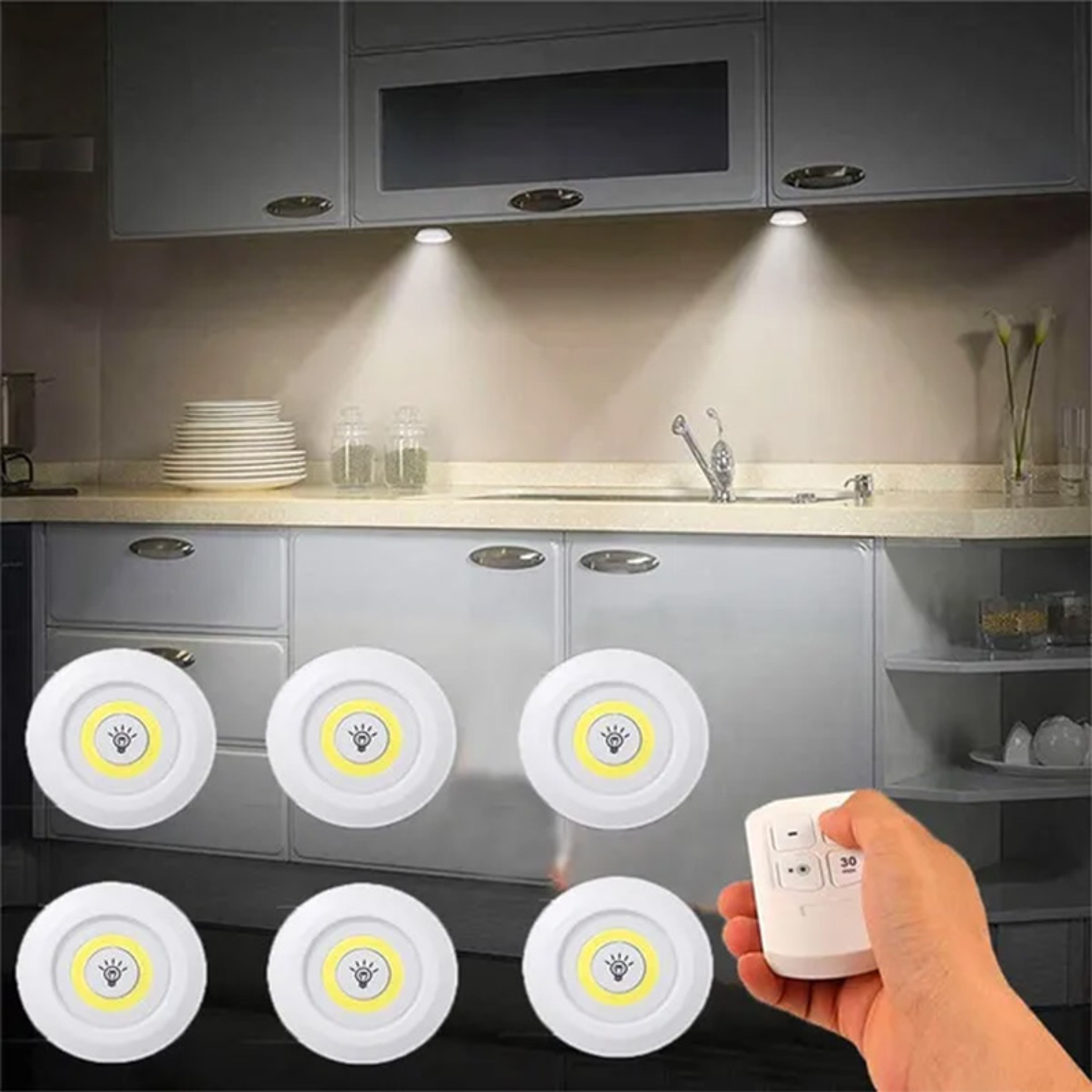 Dimmable LED Under Cabinet Light With Remote Control Battery Operated Closet Light For Wardrobe Kit 0