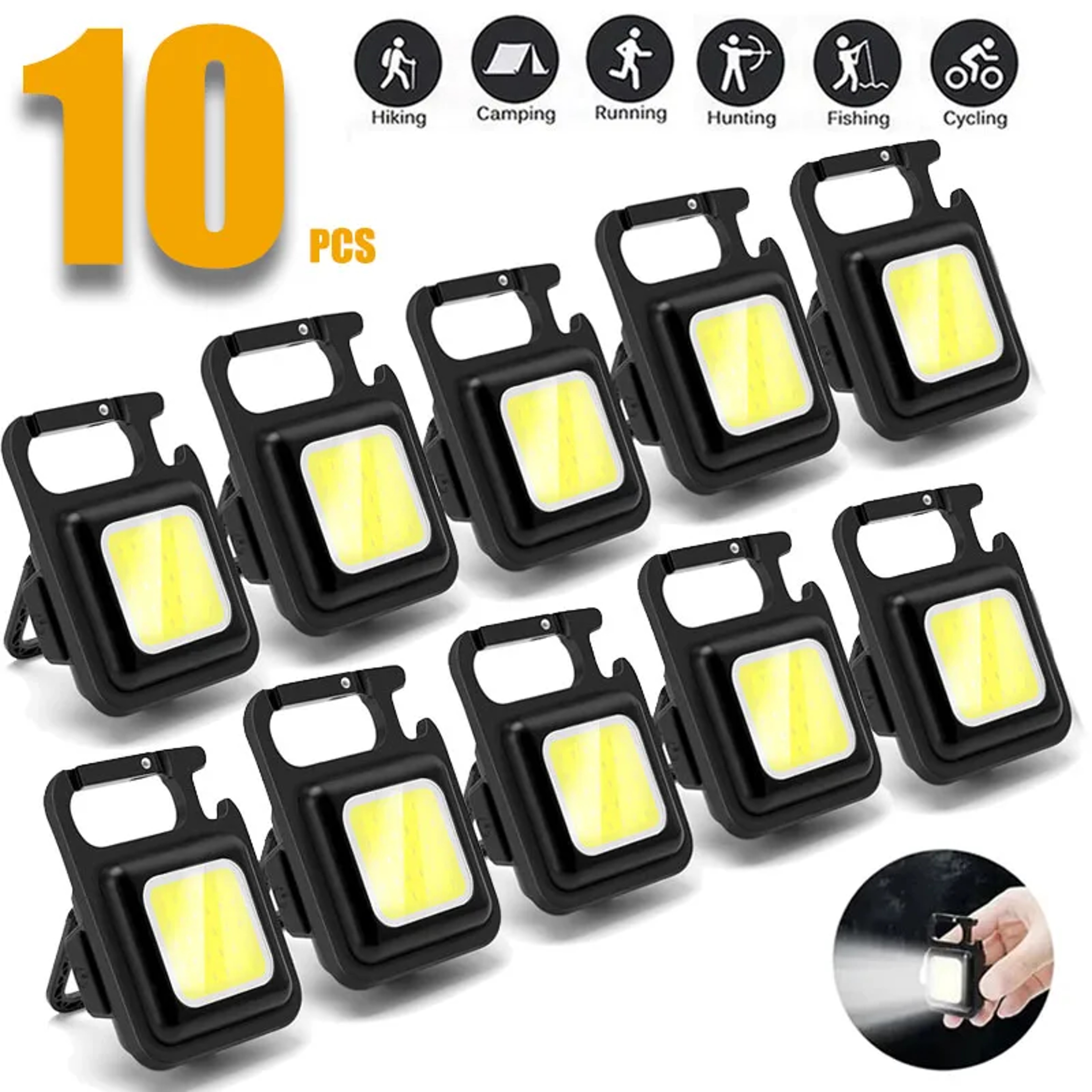 Mini Portable Keychain COB Lantern, USB Rechargeable LED Camping Flashlight with Pocket Clip, Multifunctional Work Light – view 1