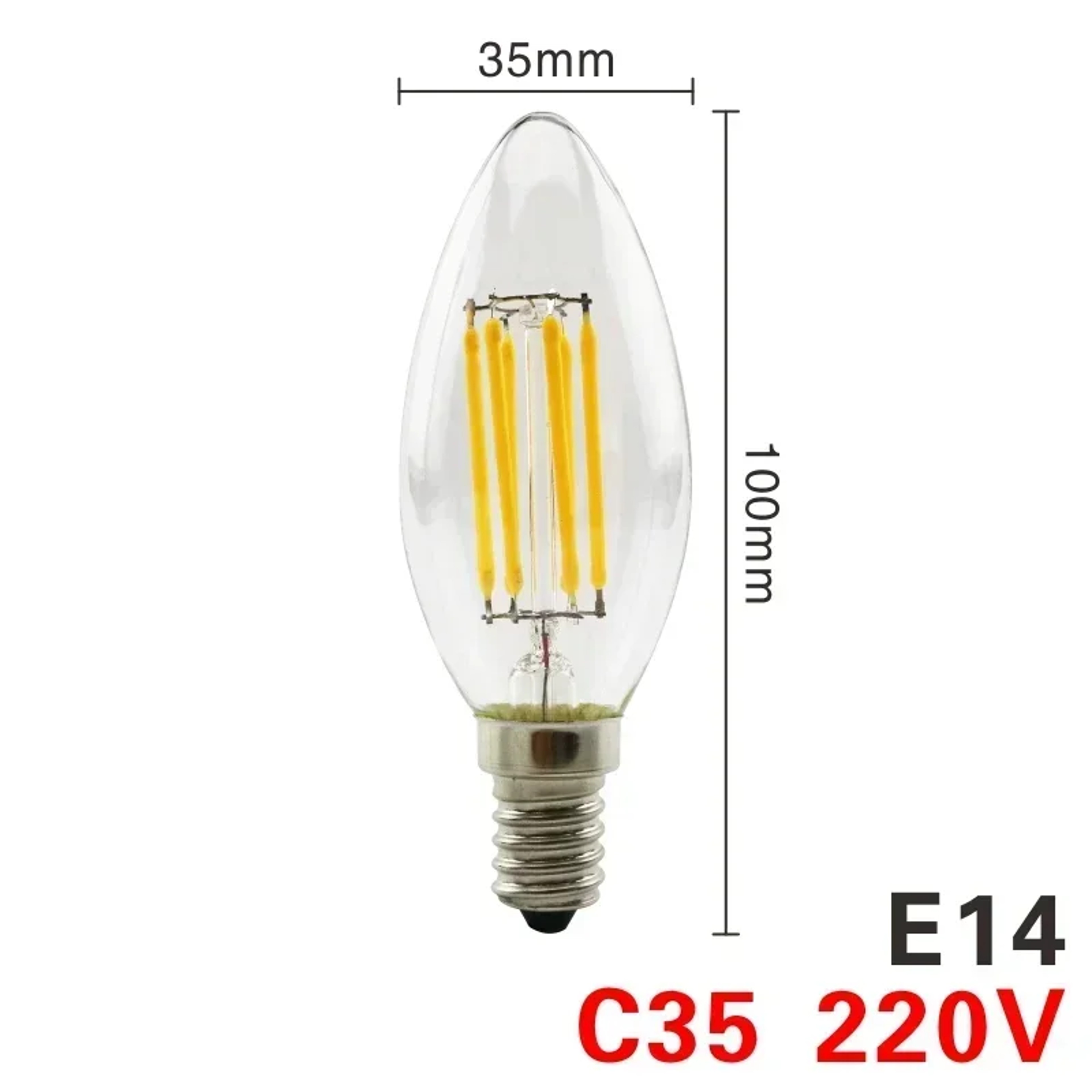Vintage LED Retro Edison Bulb, Glass Filament Lamp C35 Decorative Lighting – view 10