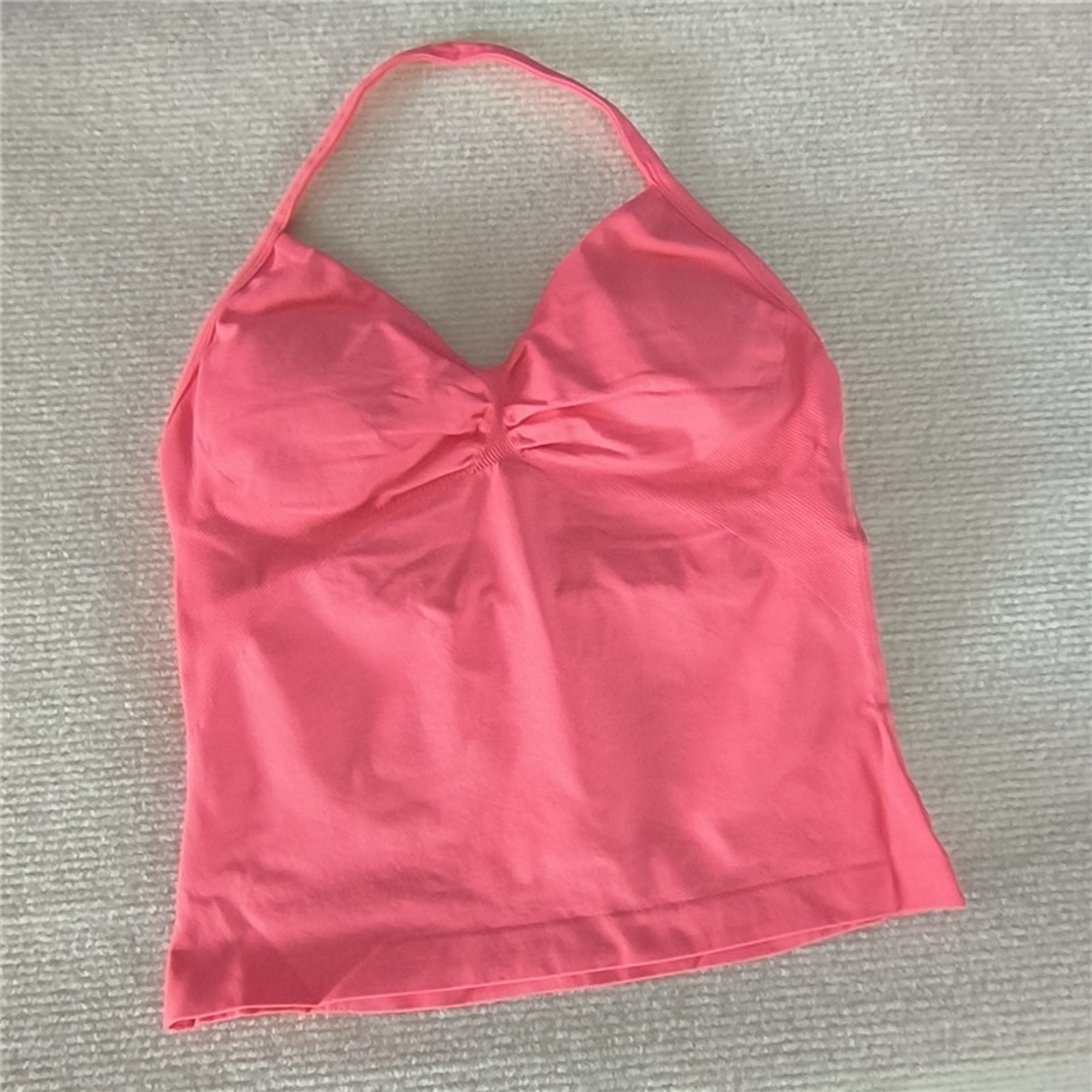 Women Sexy V Neck Longline Gym Tank Top, Seamless Strappy Padded Yoga Workout Vest, Slim Fit Running Sports Top – view 8