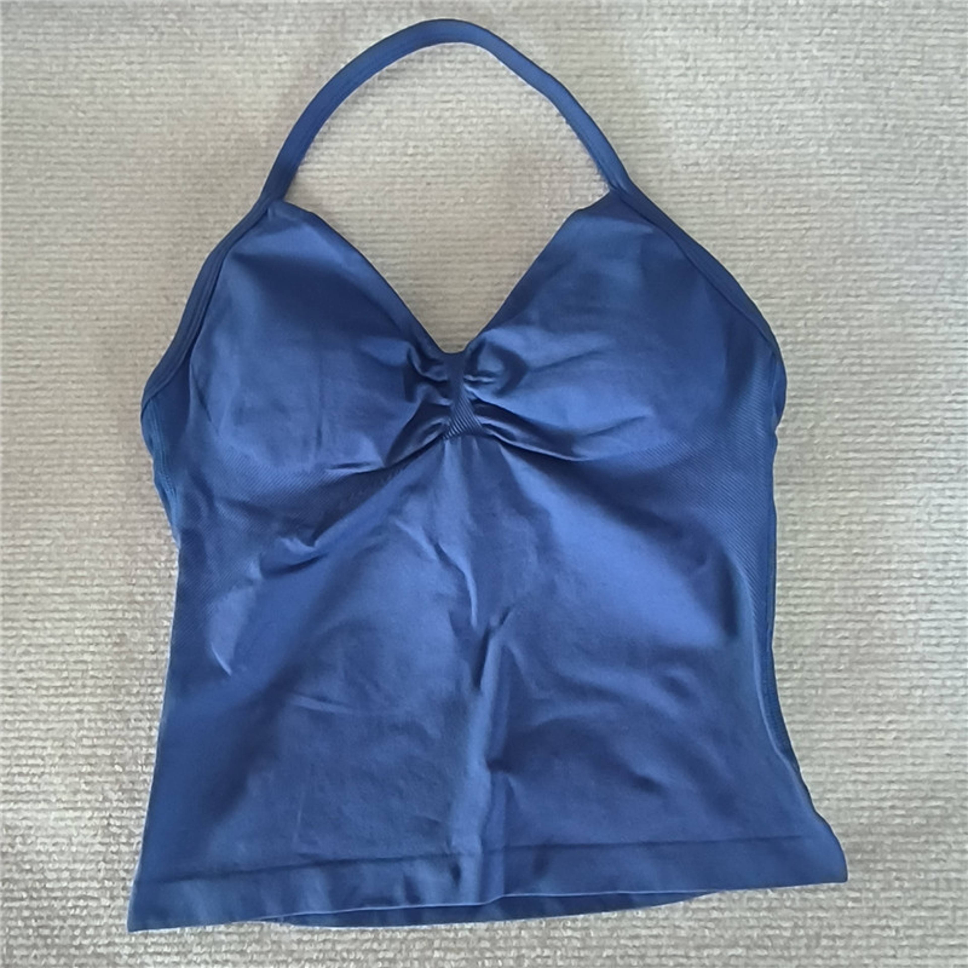 Women Sexy V Neck Longline Gym Tank Top, Seamless Strappy Padded Yoga Workout Vest, Slim Fit Running Sports Top – view 11