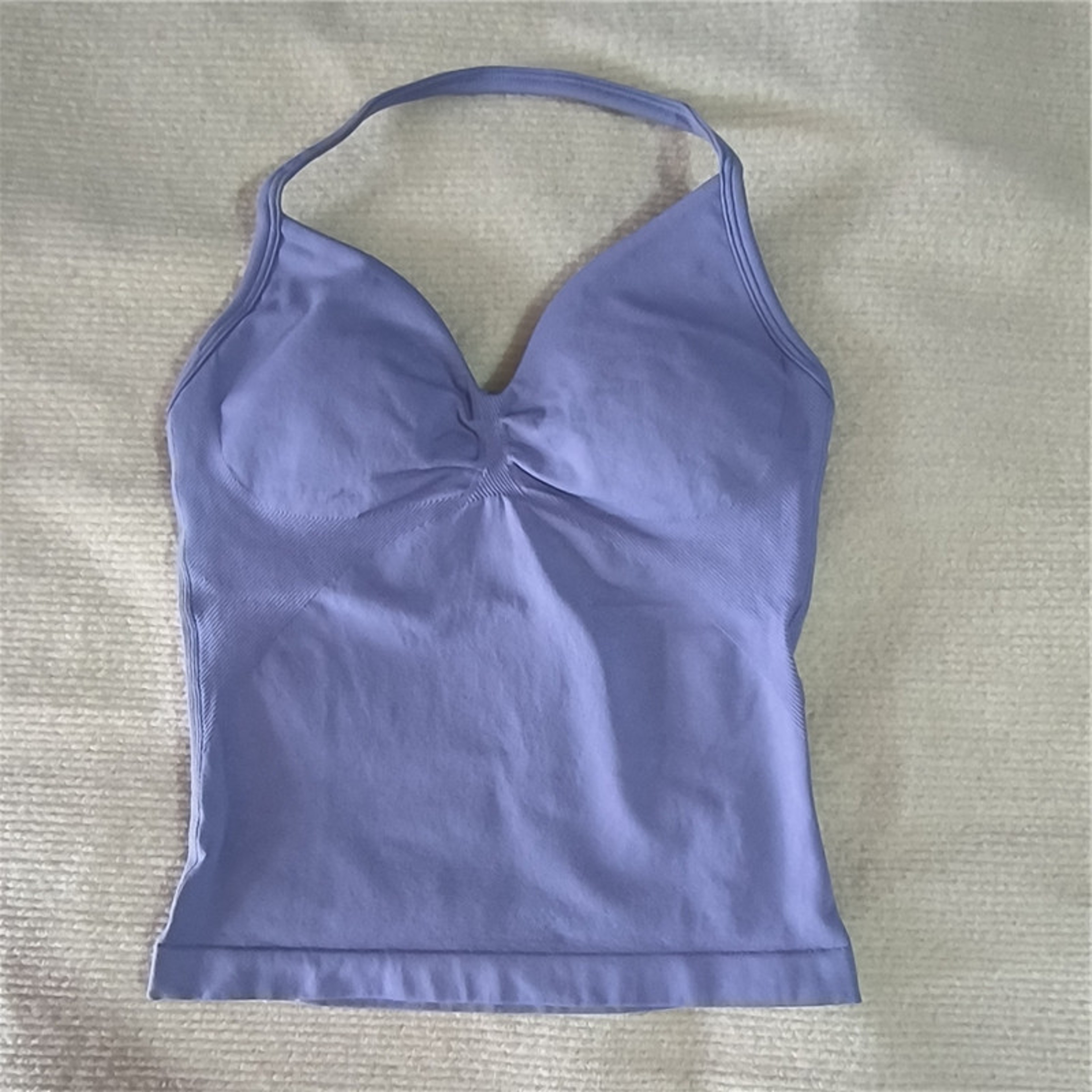 Women Sexy V Neck Longline Gym Tank Top, Seamless Strappy Padded Yoga Workout Vest, Slim Fit Running Sports Top – view 24