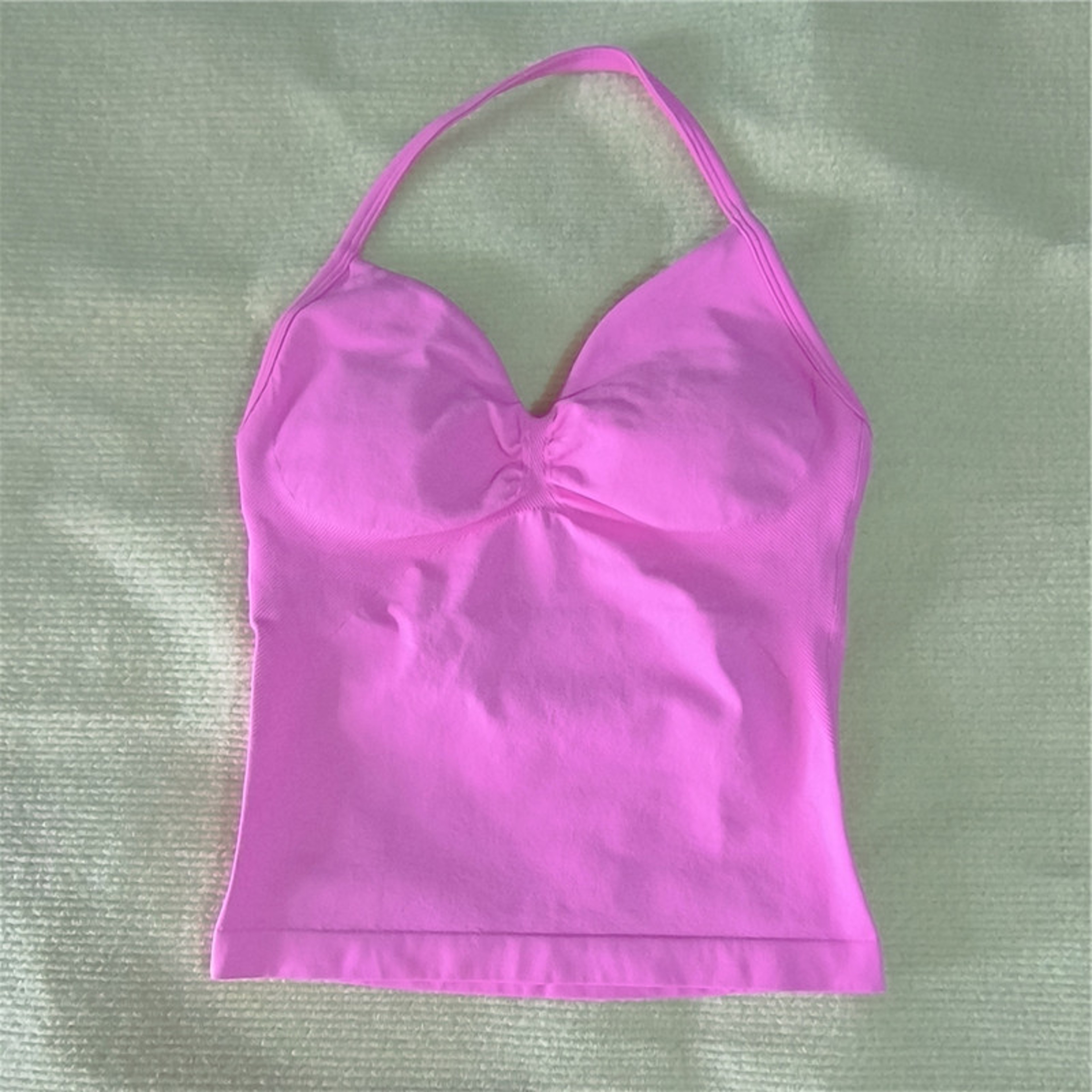 Women Sexy V Neck Longline Gym Tank Top, Seamless Strappy Padded Yoga Workout Vest, Slim Fit Running Sports Top – view 25