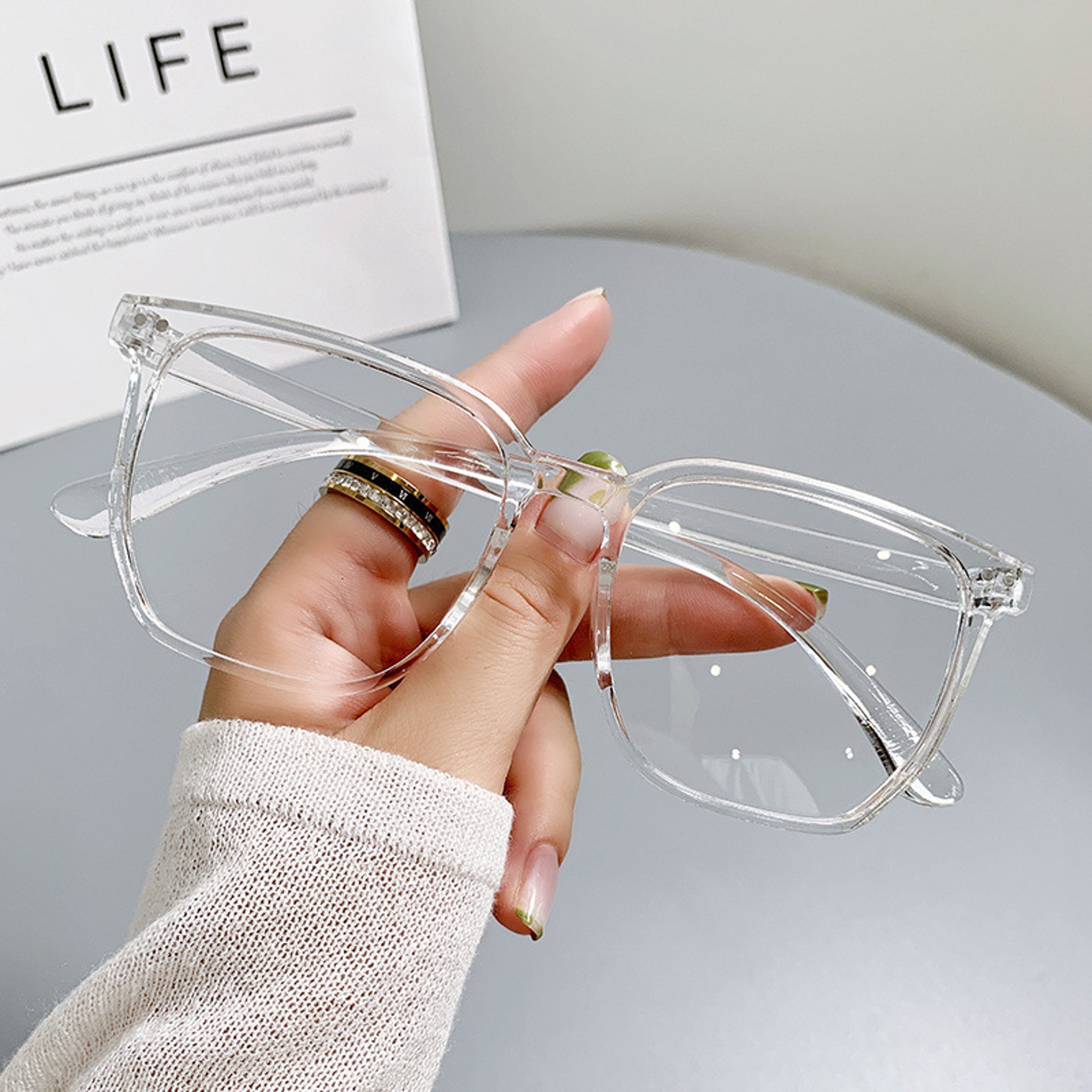 Square Finished Myopia Glasses For Women  Men Trendy Minus Glasses For Students  Computer Use 4