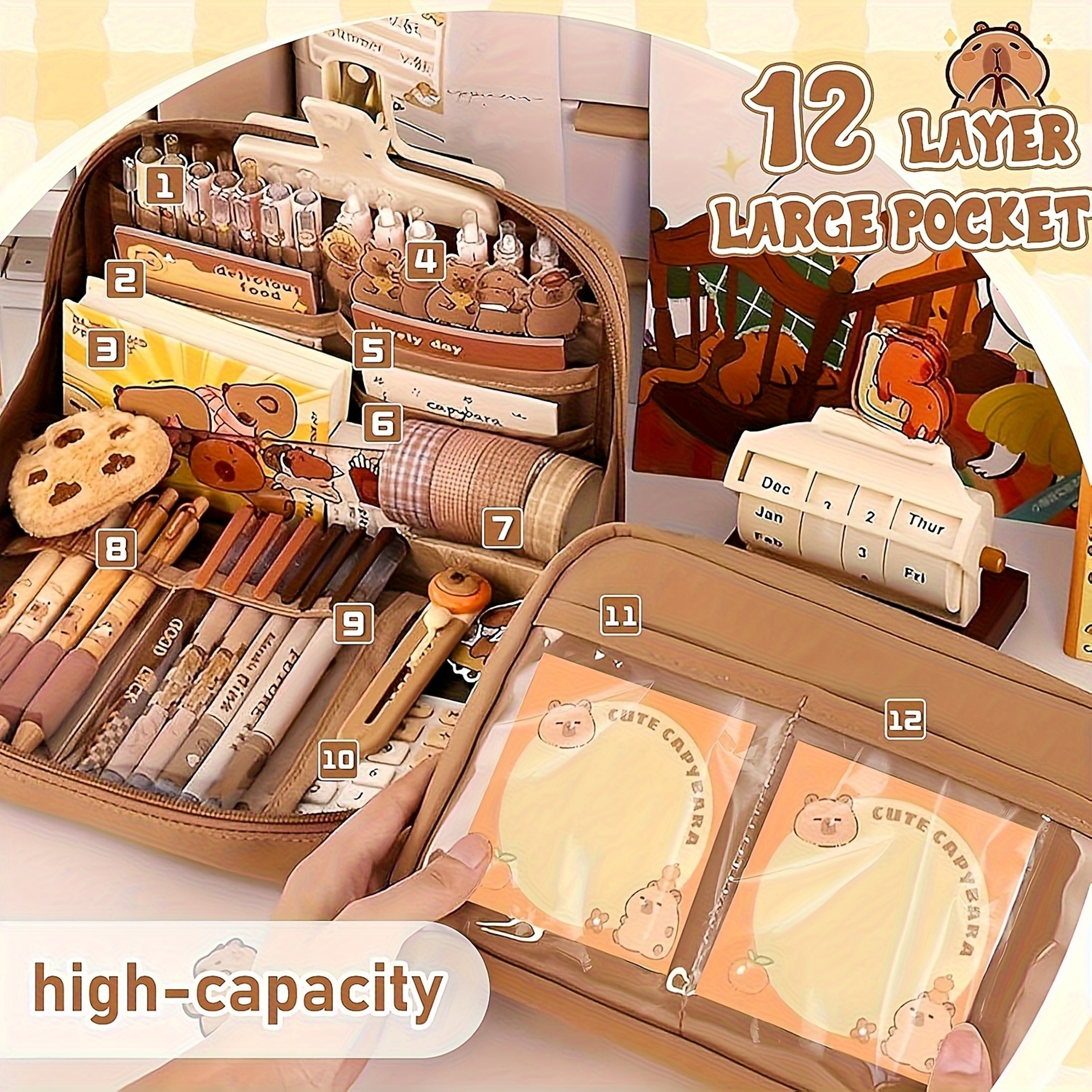 Capybara Stationery Set with Cute Pencil Case and School Supplies – view 4