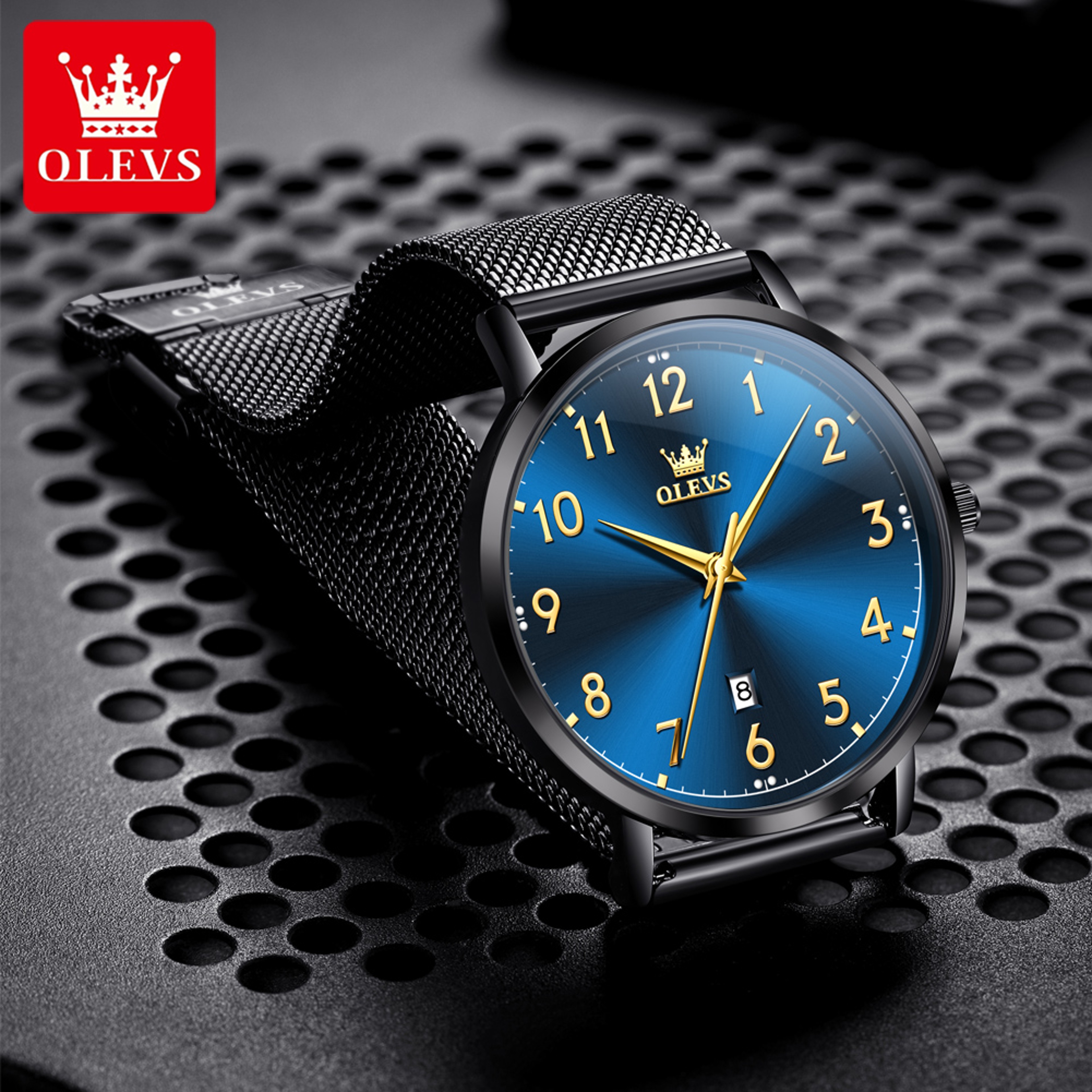 Top Brand OLEVS Men Fashion Quartz Watch, Digital Dial Waterproof Watch for Men, Auto Date Wristwatch Minimalist Style – view 4